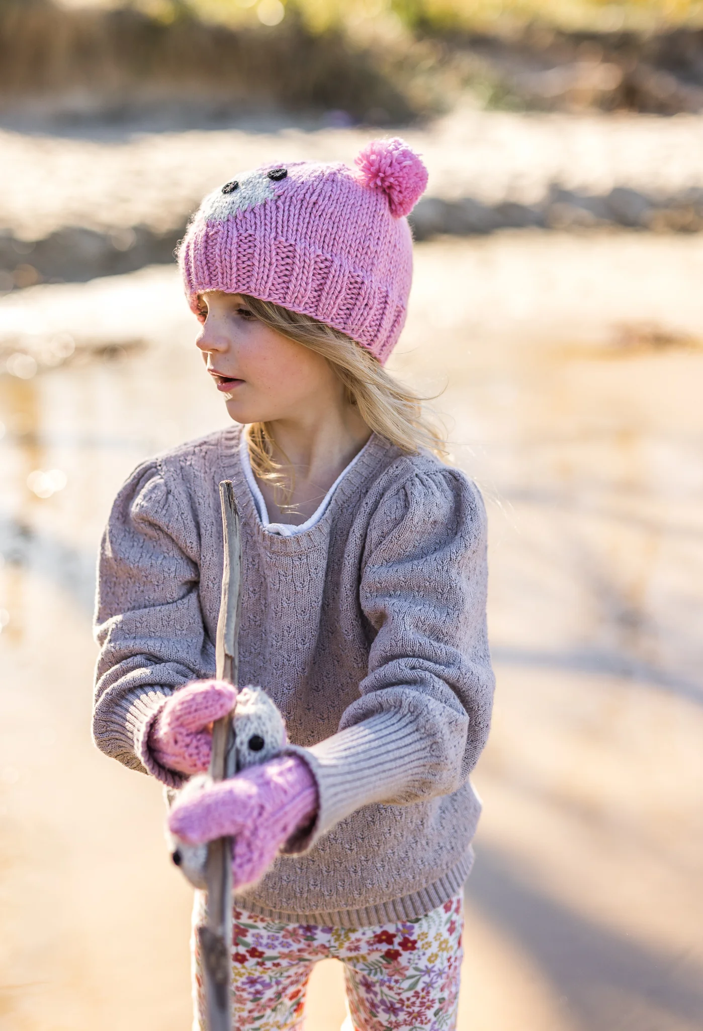 Bear Face Mittens - Pink - Image 3