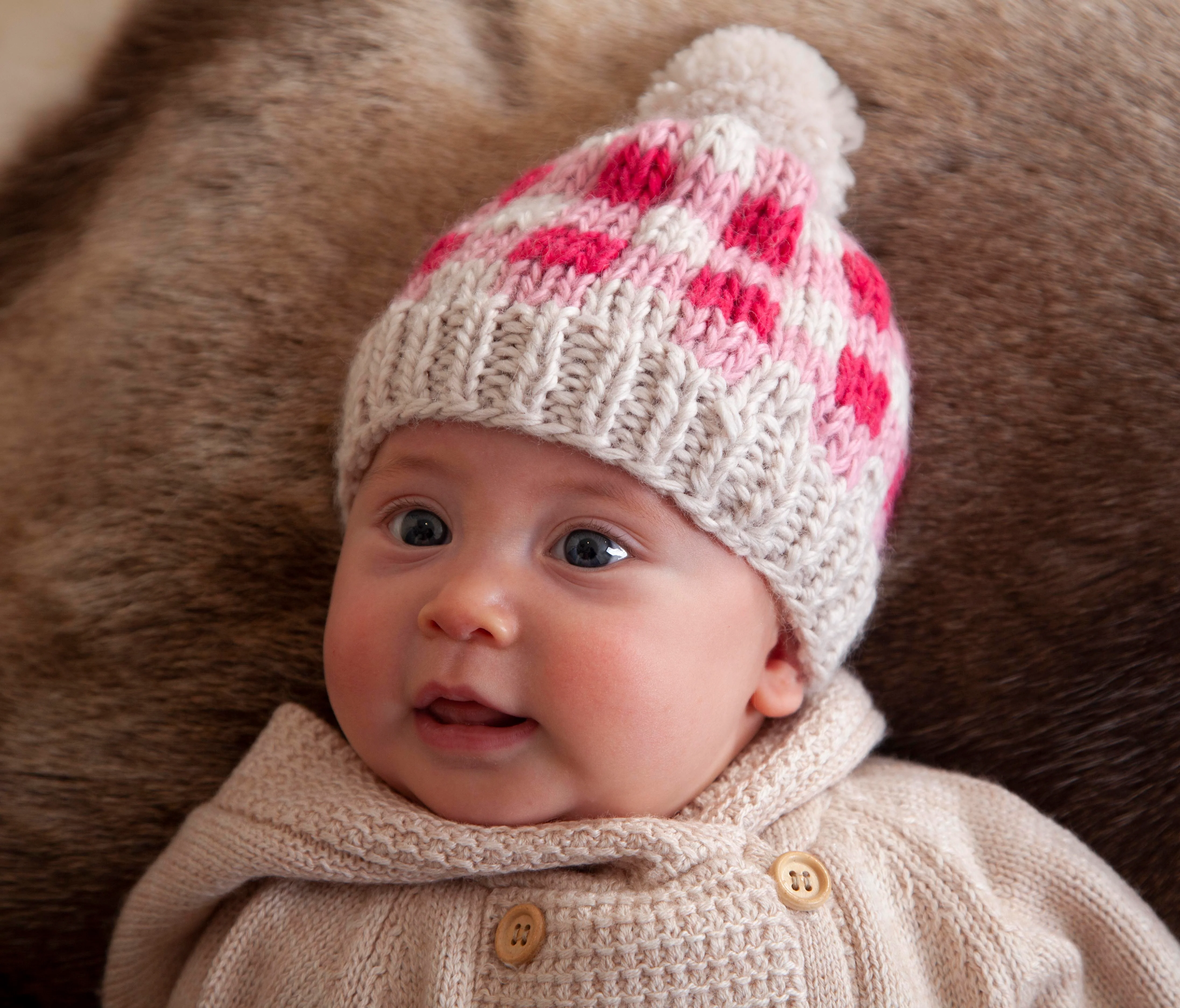 Acorn Checks Beanie - Pink - Image 2