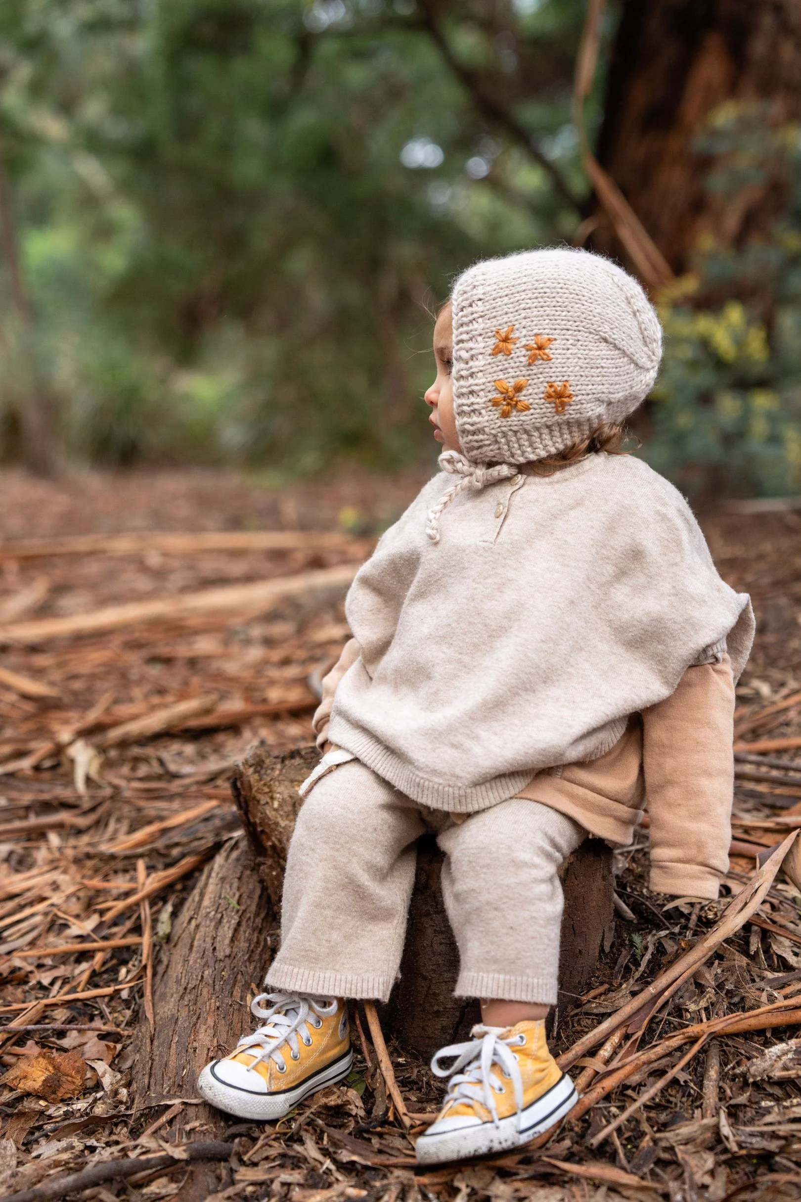 Acorn Flowers Bonnet - Oatmeal - Image 3