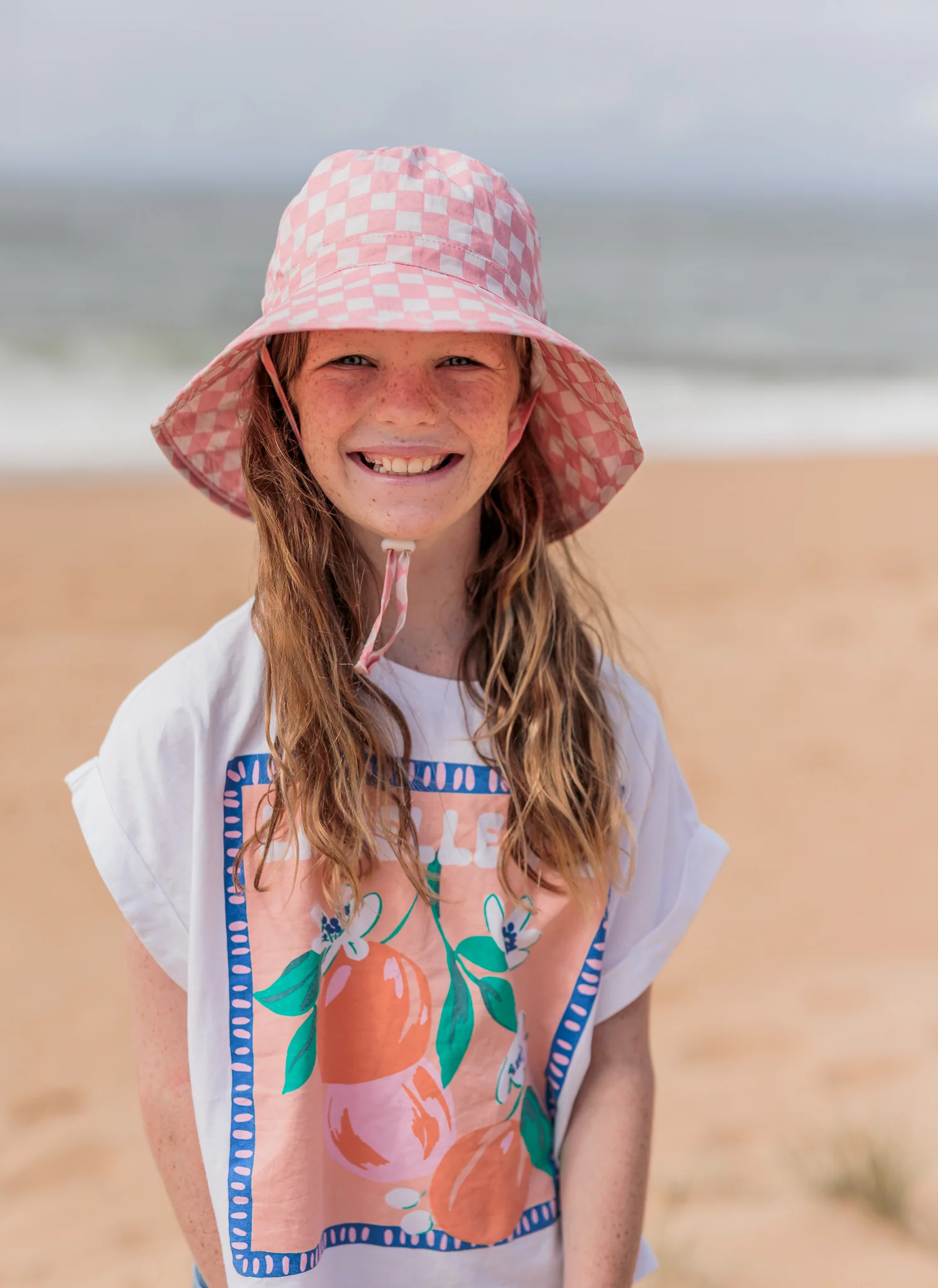 Acorn Pink Checks Broad Brim Bucket Hat - Image 2