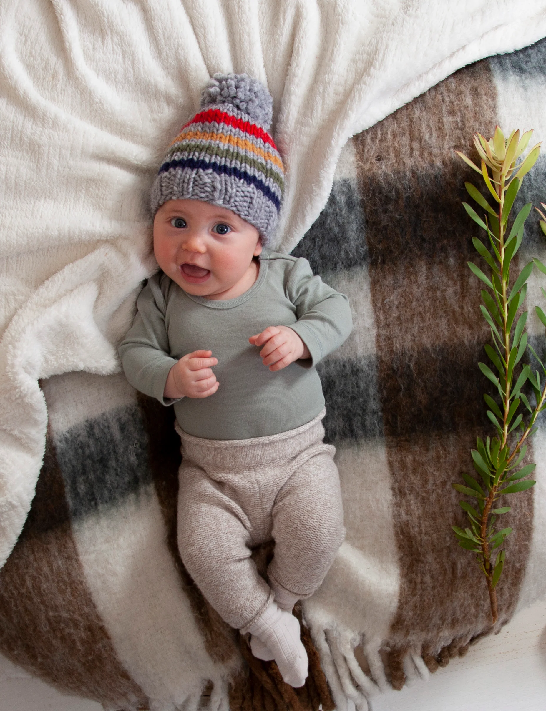 Acorn Rainbow Stripe Beanie - Grey - Image 2