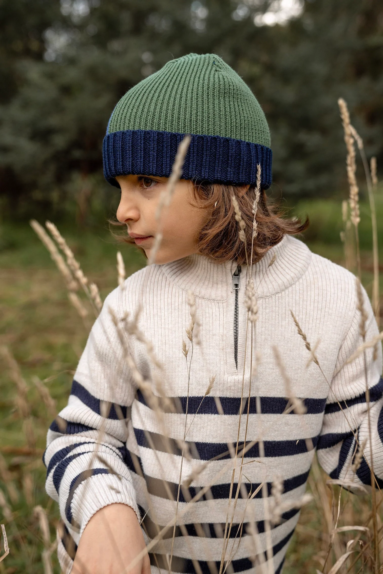 Acorn River Merino Beanie - Blue and Green - Image 3
