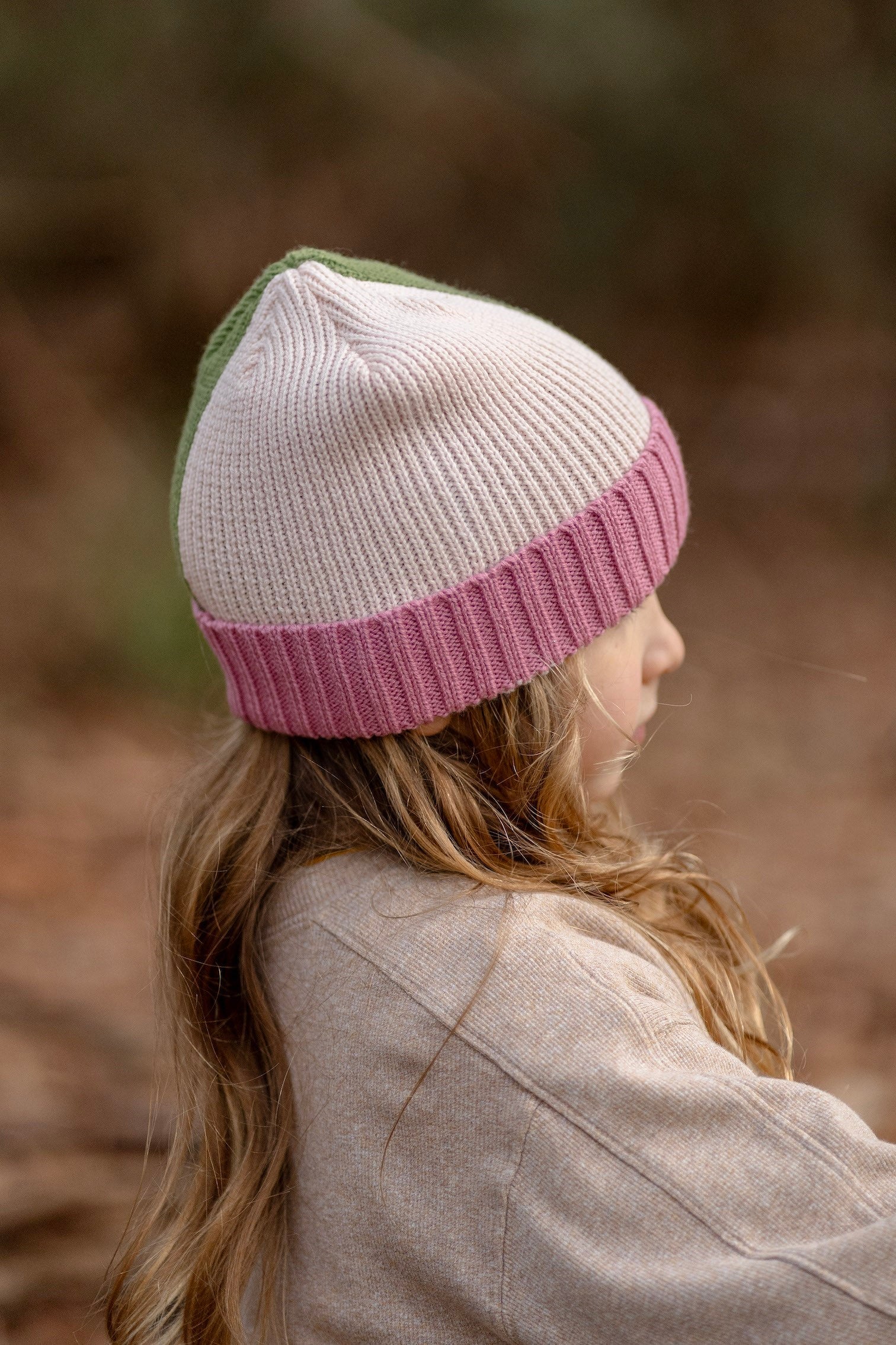 Acorn River Merino Beanie - Green and Pink - Image 5