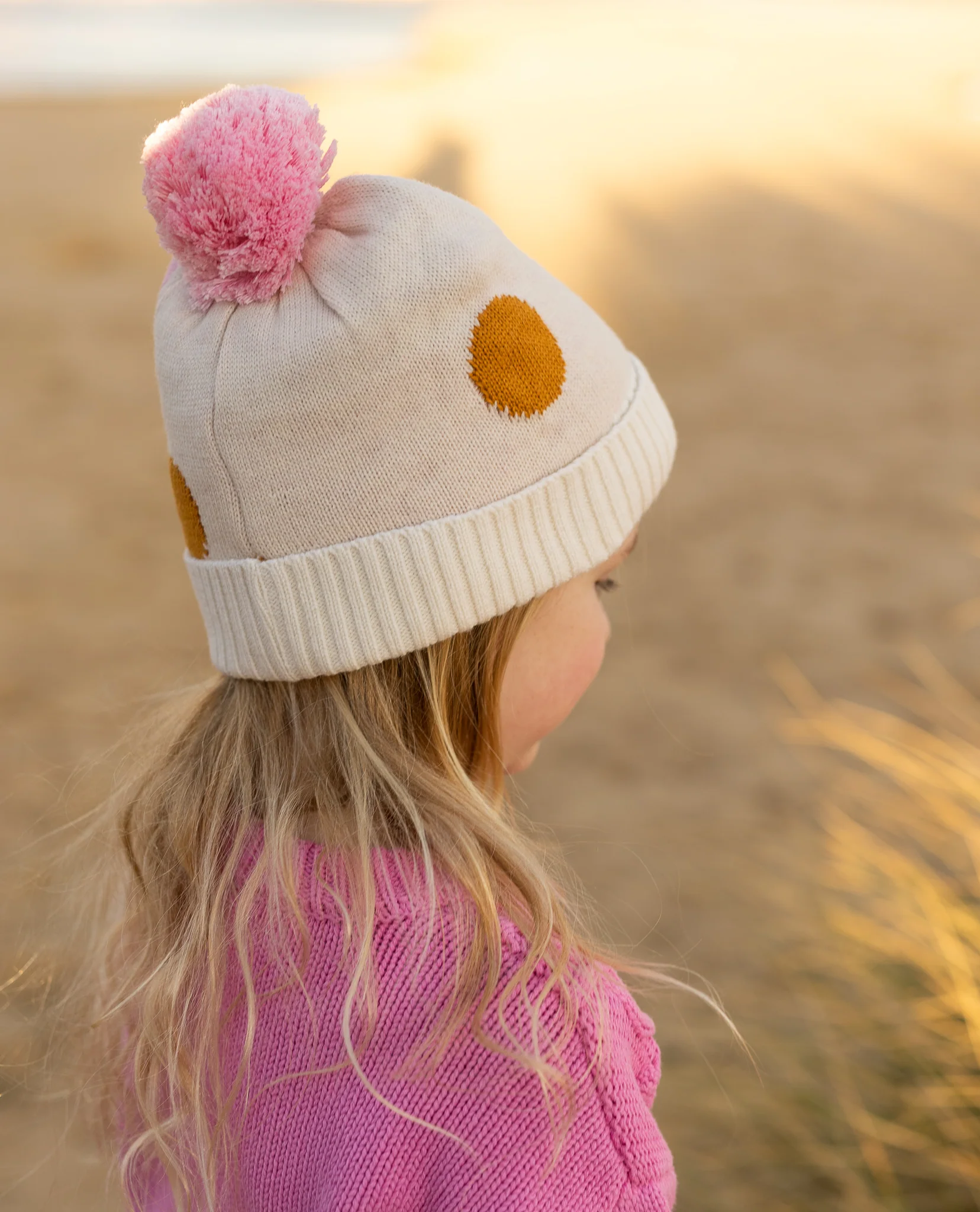 Acorn Spots Merino Beanie - Pink - Image 5