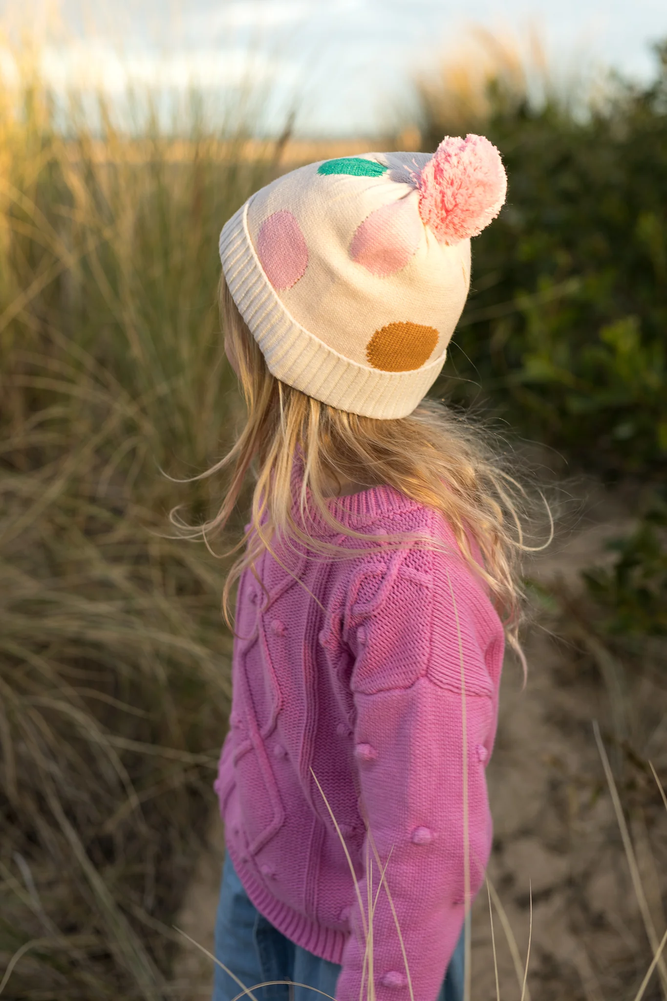 Acorn Spots Merino Beanie - Pink - Image 6
