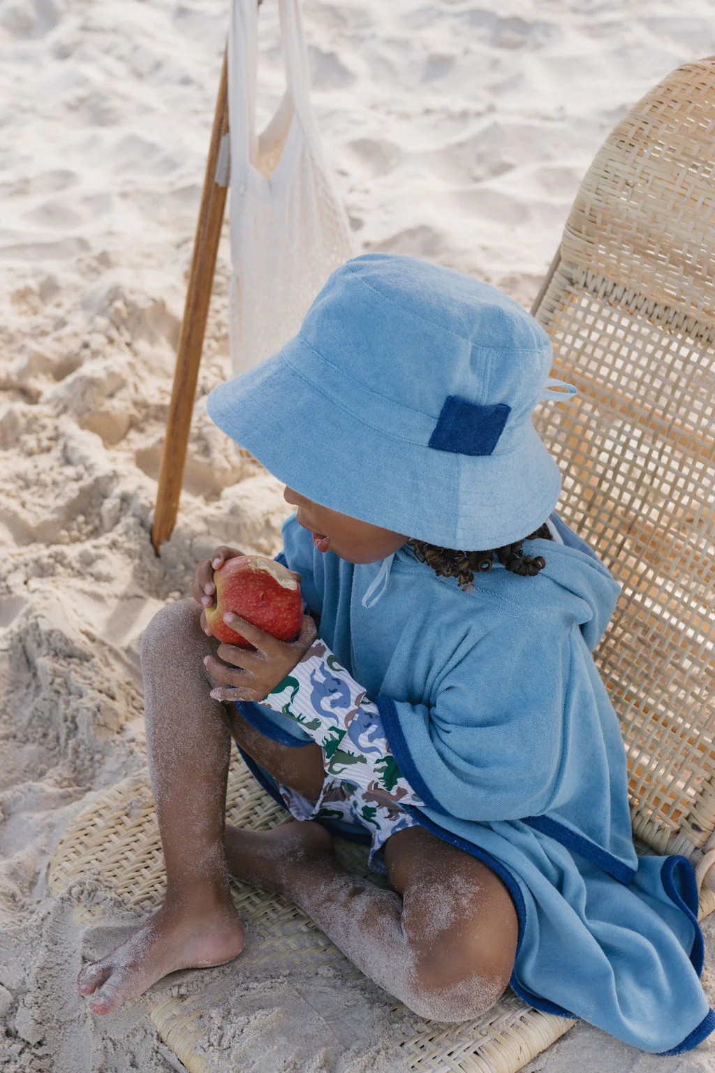 Terry Towling Bucket Hat - Mid Blue - Image 2