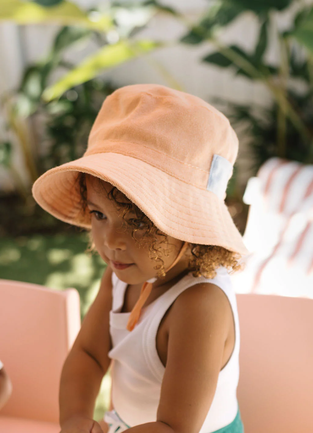 Terry Towling Bucket Hat - Peach - Image 2