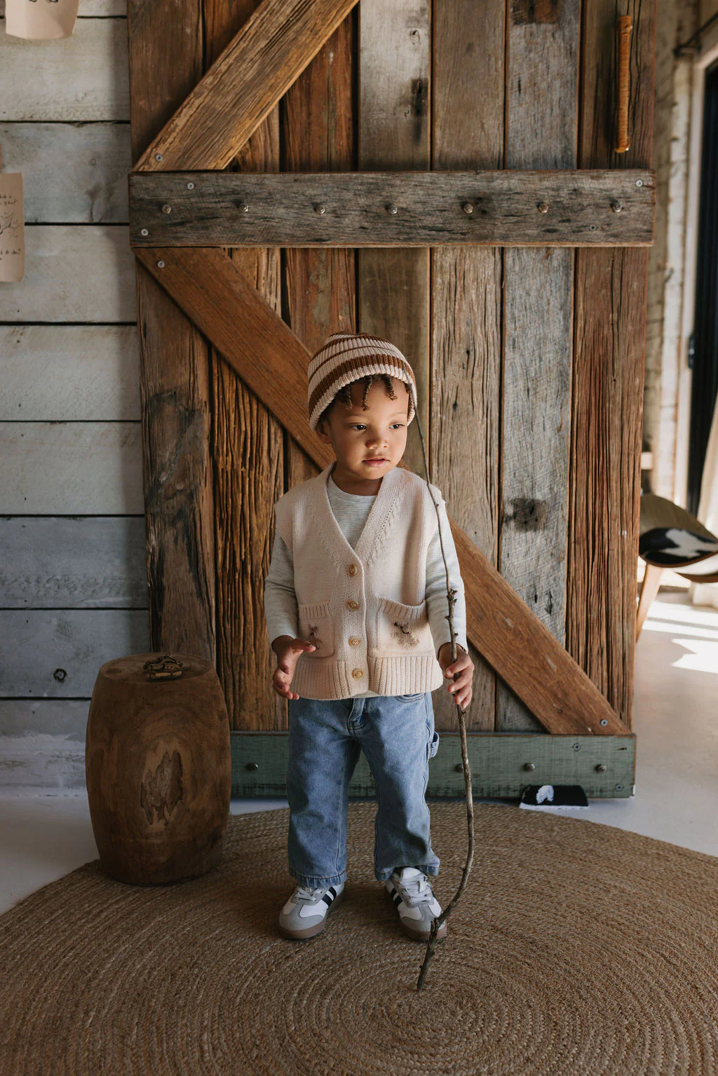 Tokyo Merino Beanie Caramel Stripe - Image 7