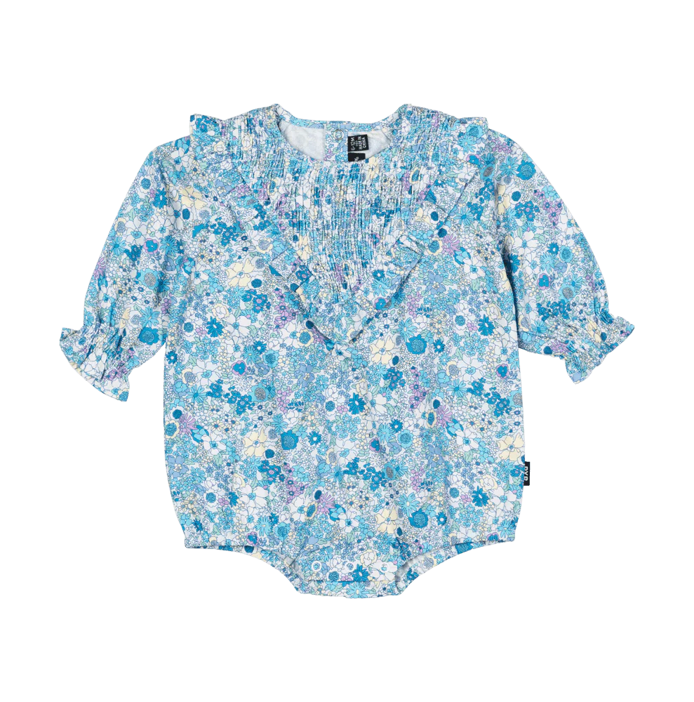 Rock Your Baby Blue Floral Romper