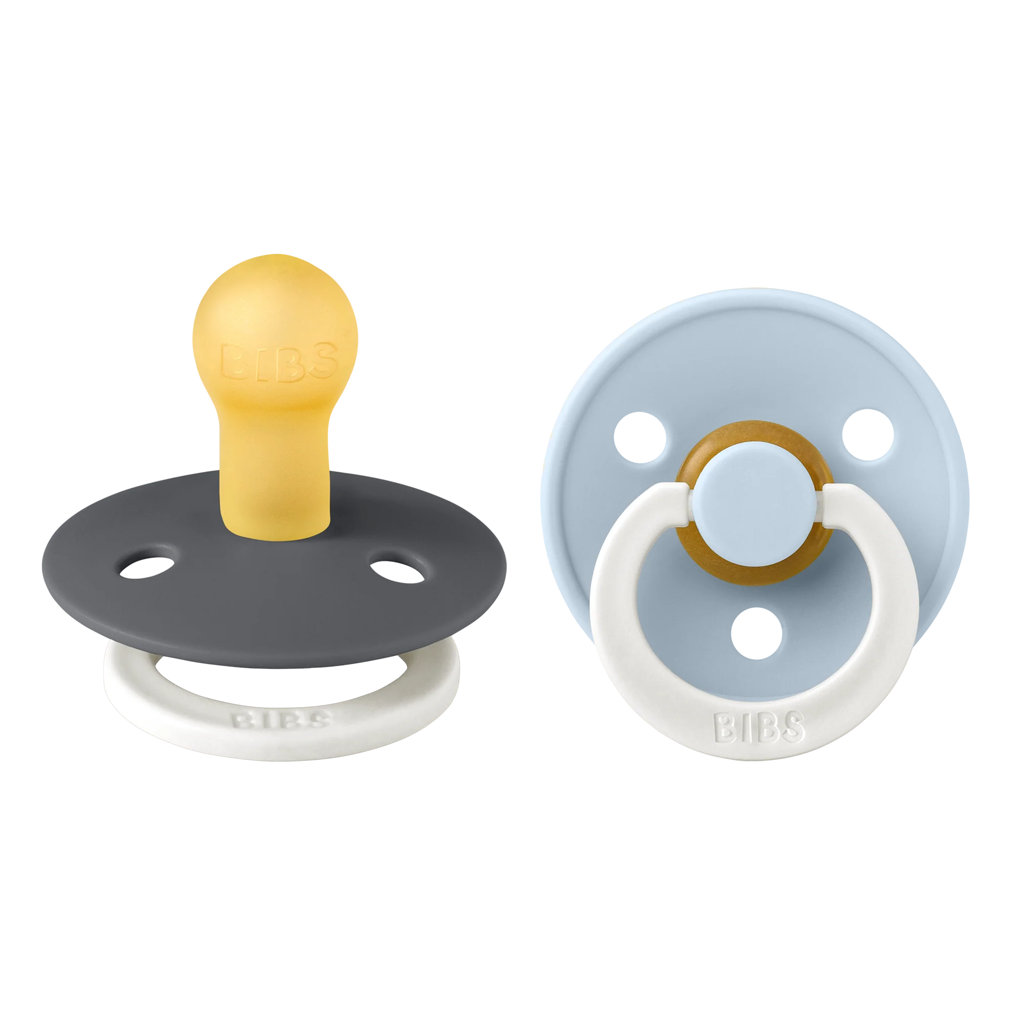 Colour GLOW Pacifier 2 Pack - Iron/Baby Blue