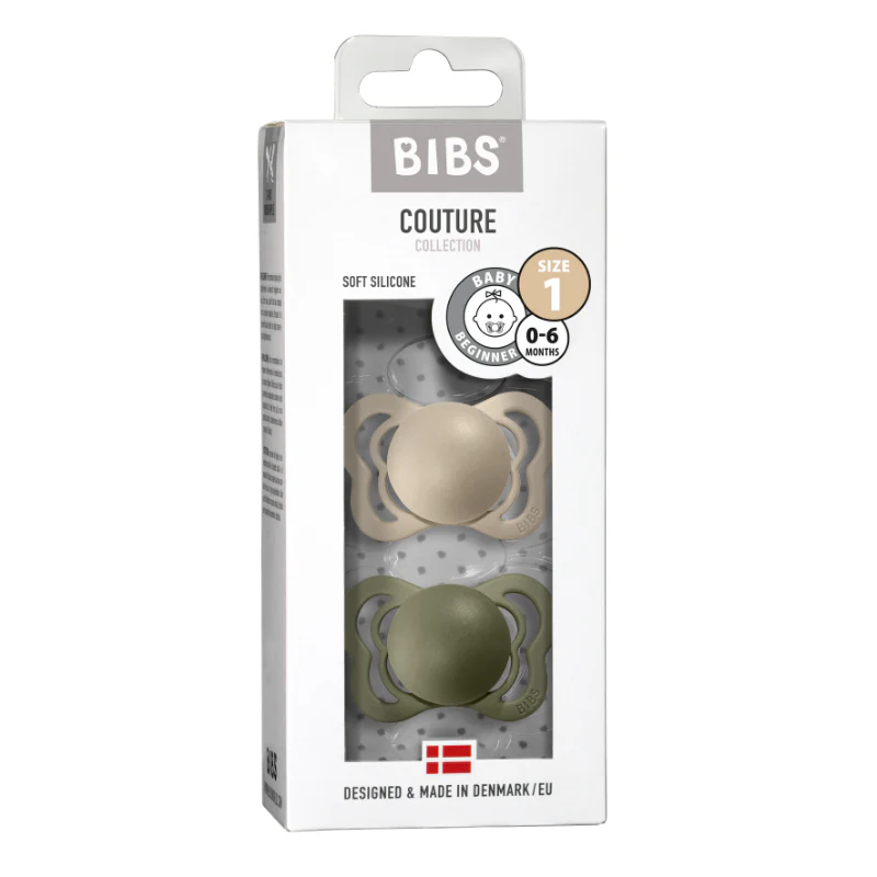 Couture Silicone Pacifier 2 Pack  - Vanilla/Olive - Image 3