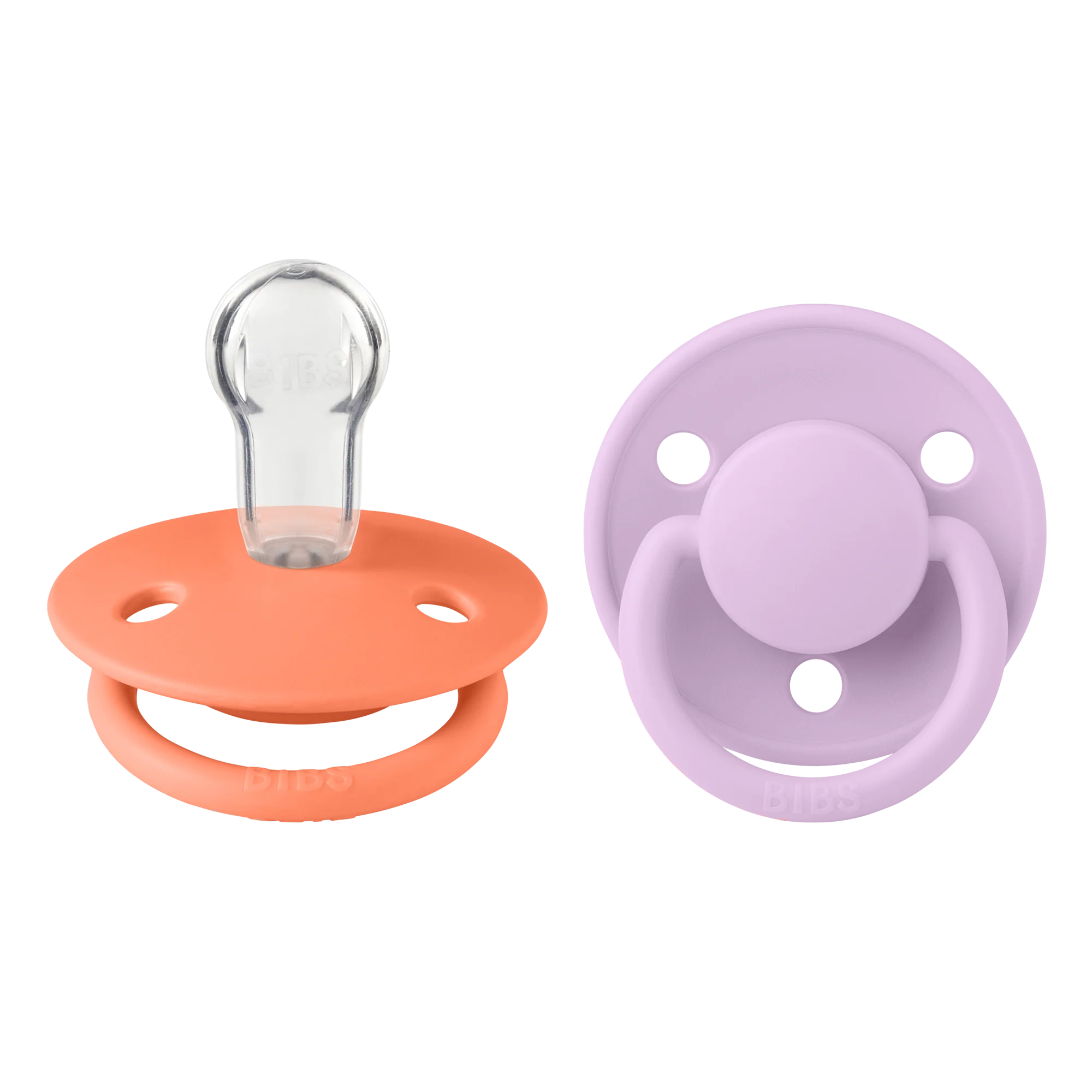 De Lux Silicone Pacifier 2 Pack - Papaya/Violet Sky