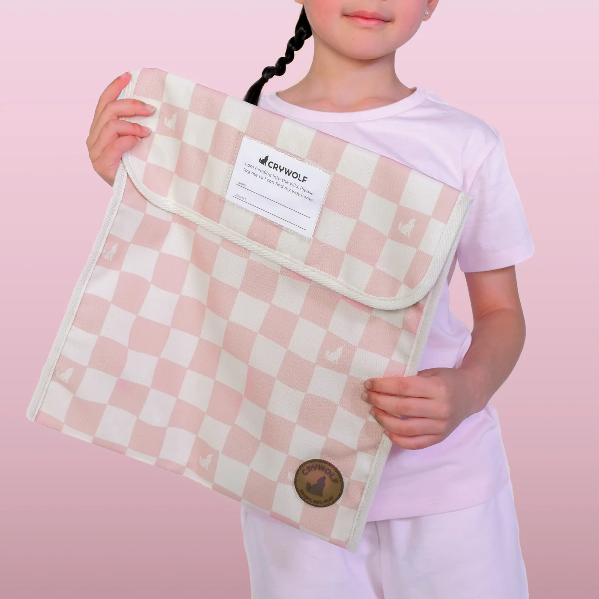 Book Bag Pink Check - Image 3