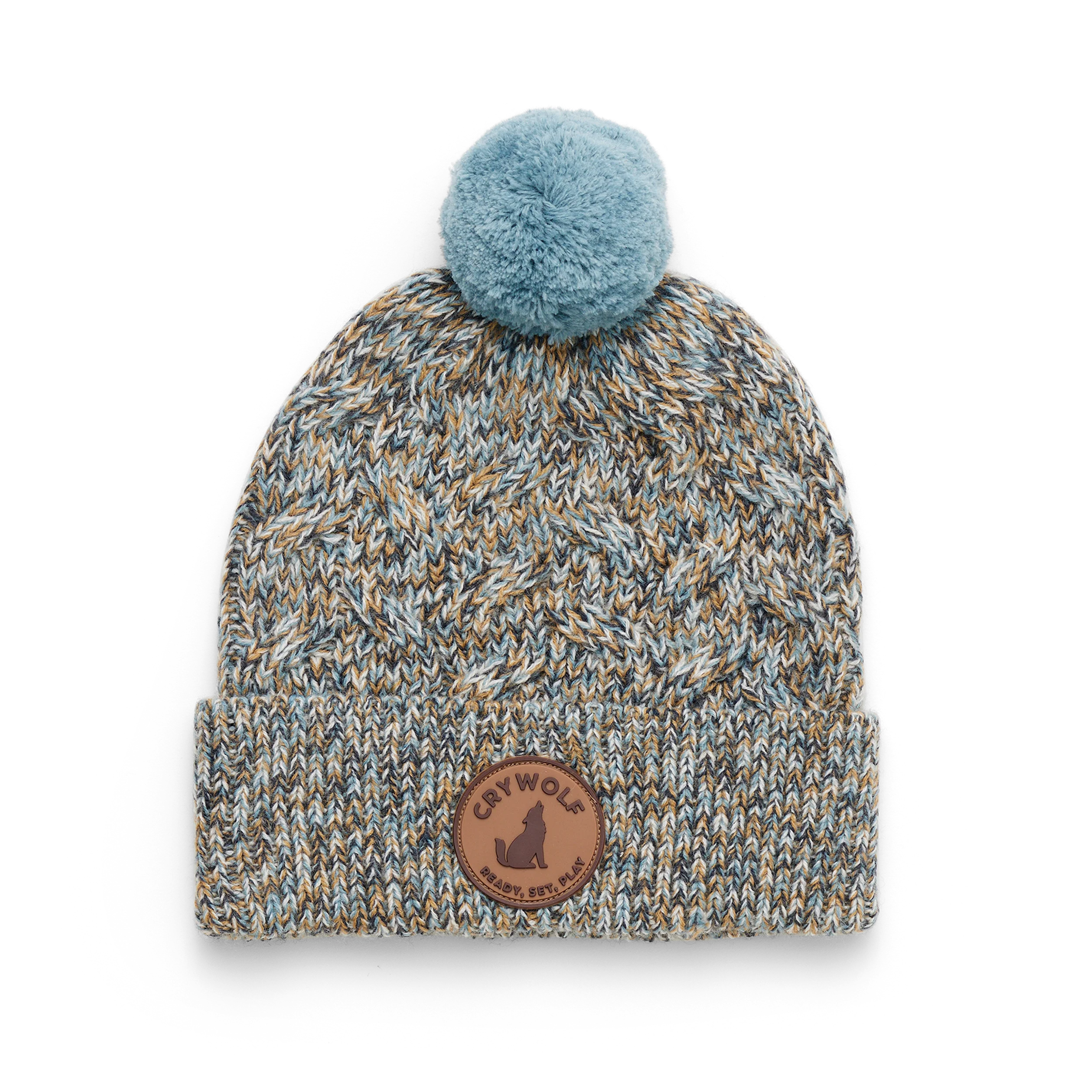 Pom Pom Beanie - Blue Speckle