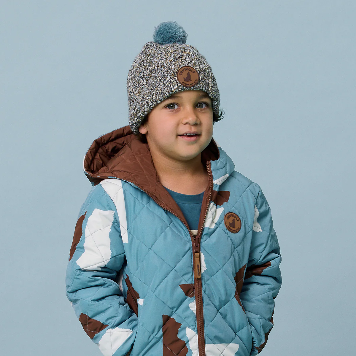 Pom Pom Beanie - Blue Speckle - Image 2