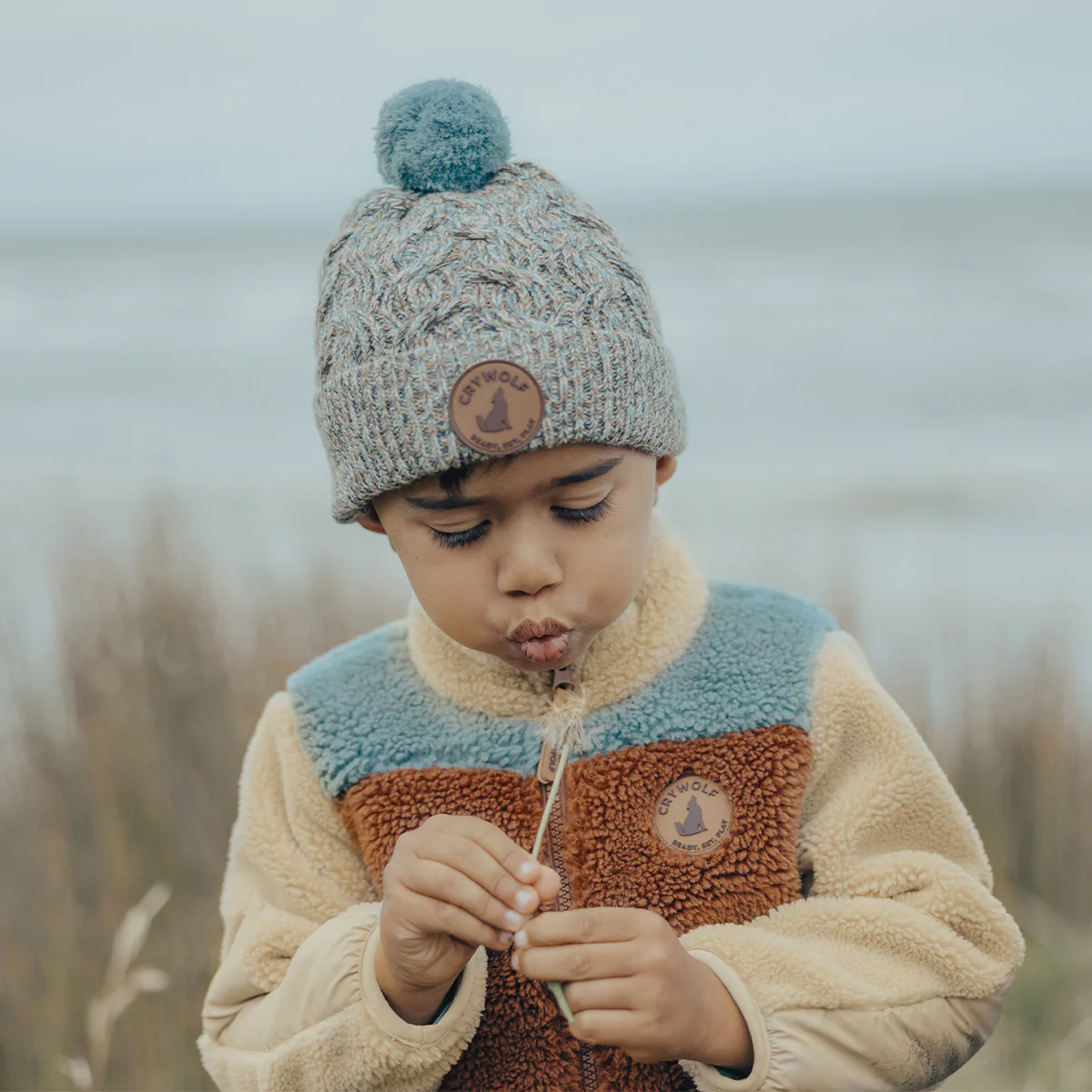 Pom Pom Beanie - Blue Speckle - Image 3