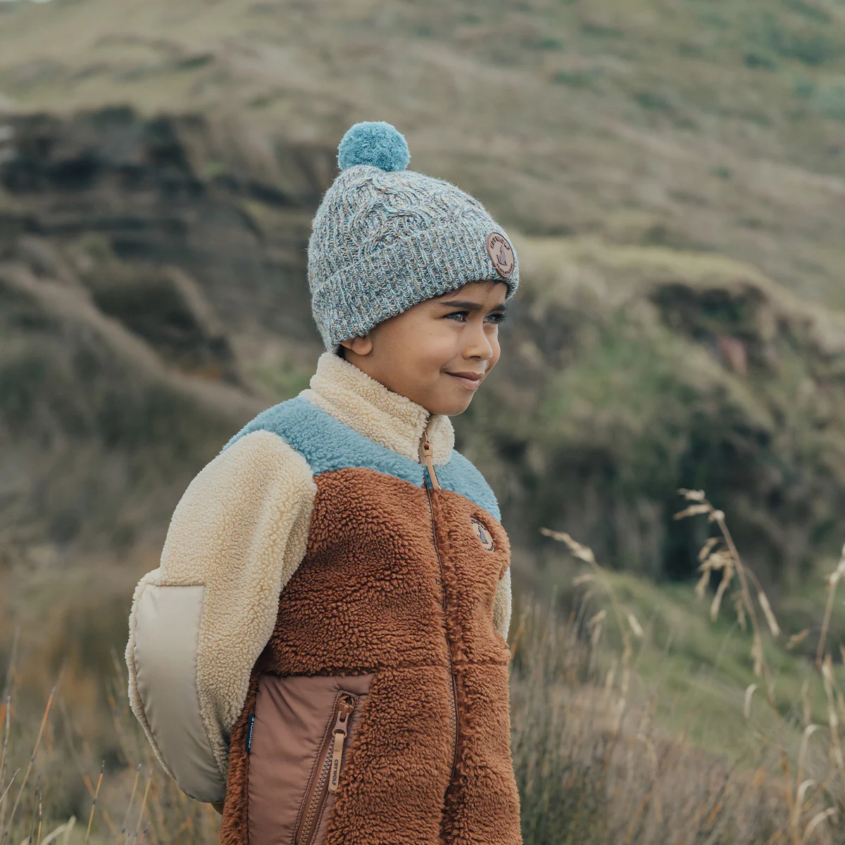 Pom Pom Beanie - Blue Speckle - Image 4