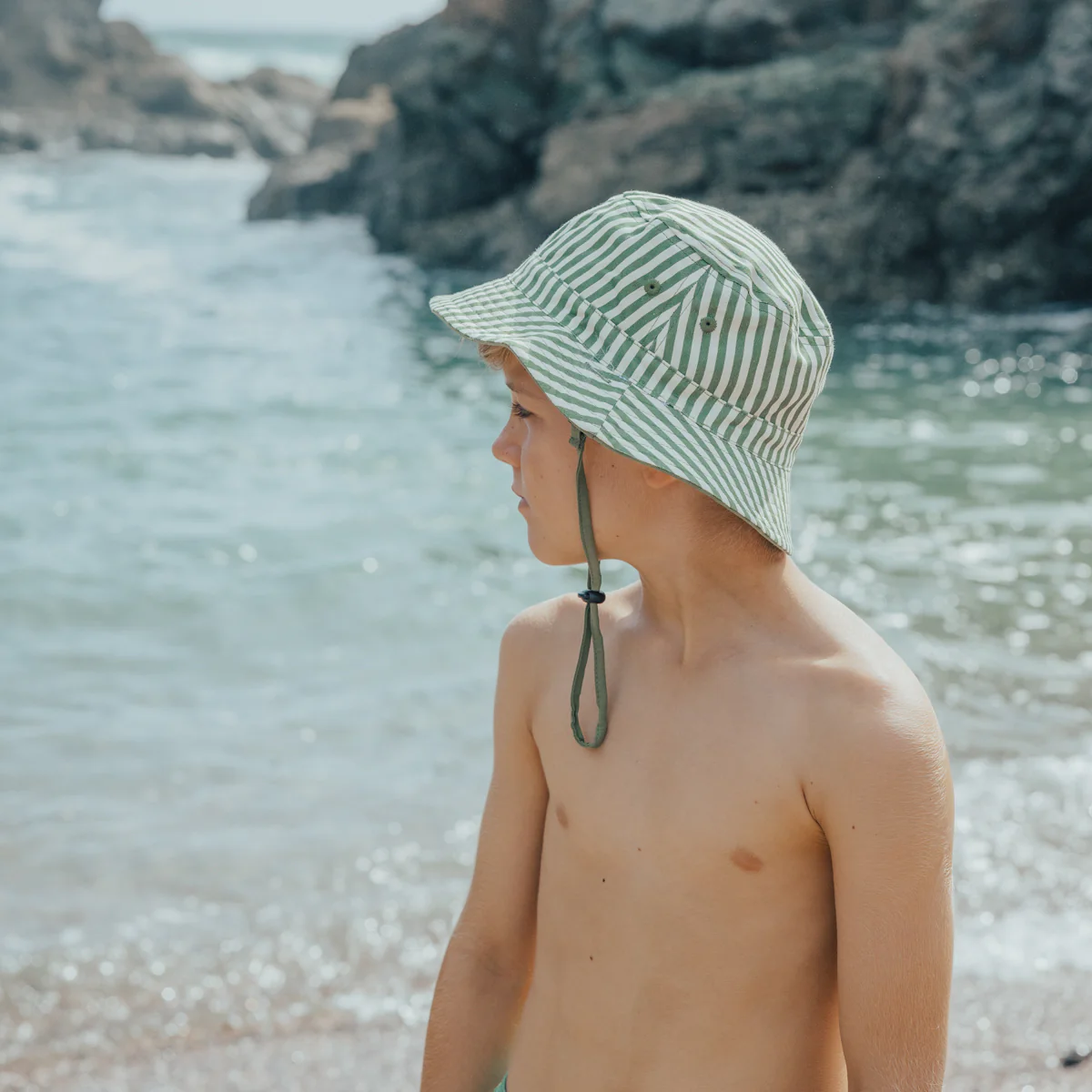 Reversible Bucket Hat - Coastal Stripe - Image 3