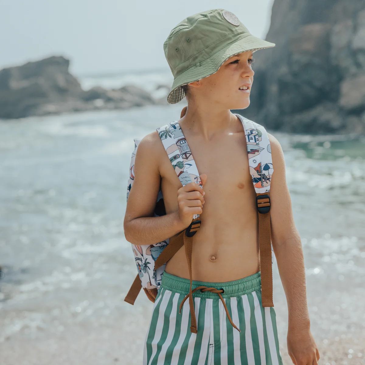 Reversible Bucket Hat - Coastal Stripe - Image 6
