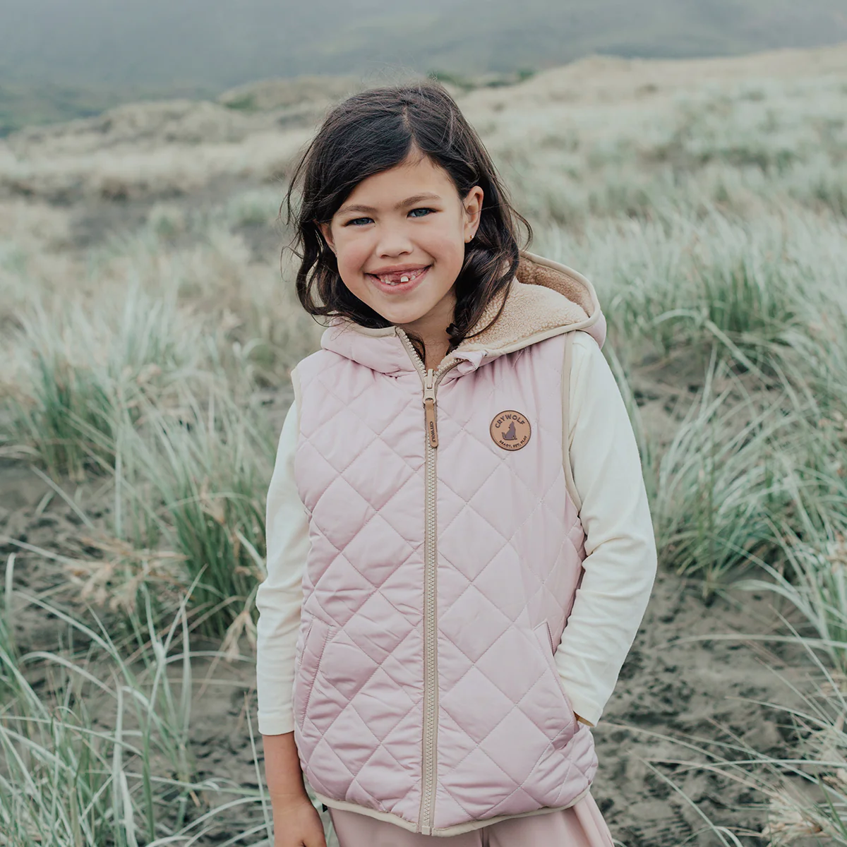 Crywolf Reversible Hooded Yeti Vest - Dusty Pink/Camel - Image 8