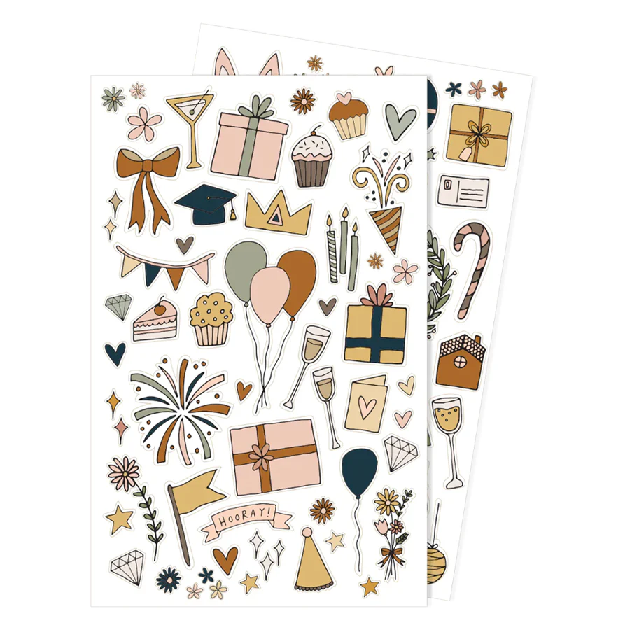 Illustrated Stickers Set | Celebrations |2 Sheets