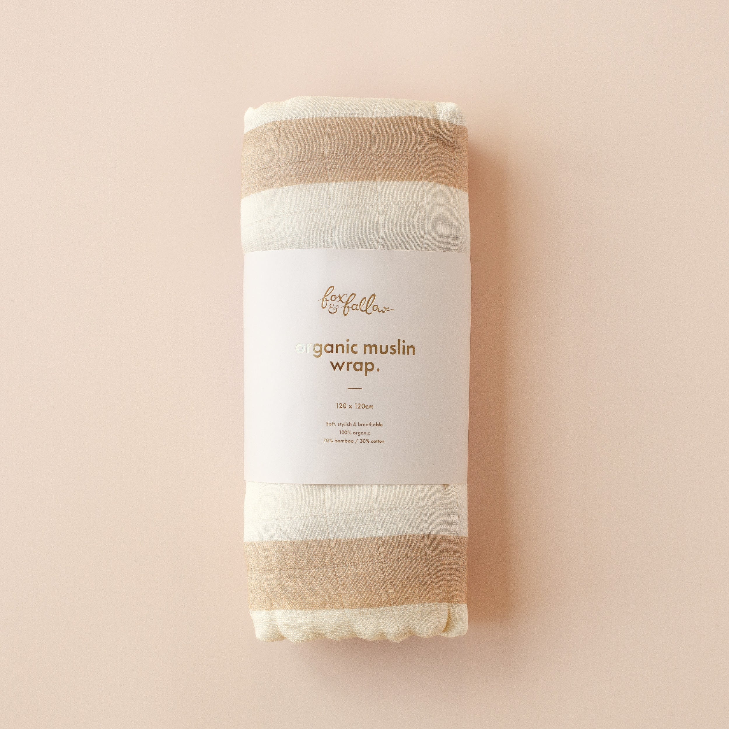 Organic Muslin Wrap - Coffee Stripe - Image 3