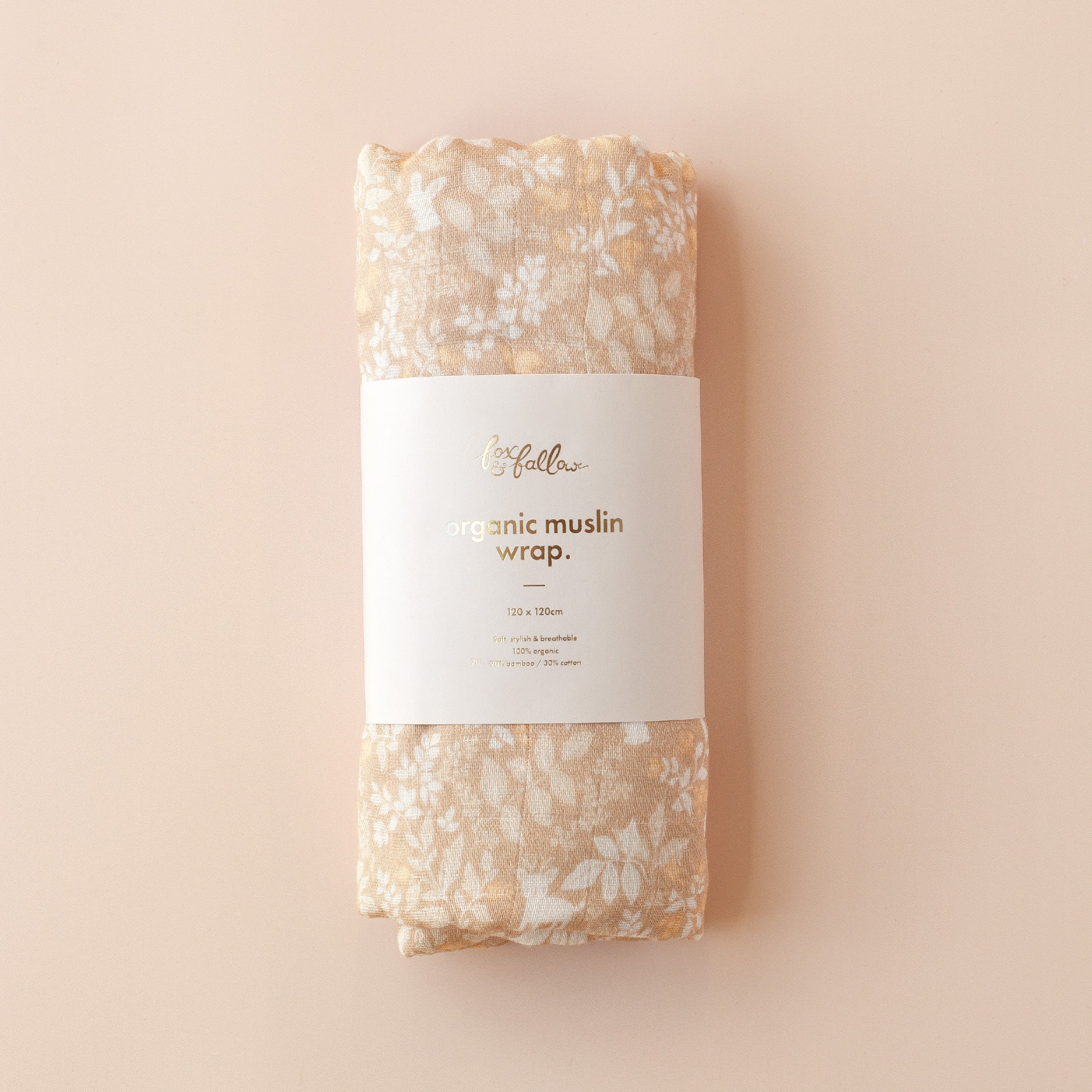 Organic Muslin Wrap - Forest Friends Caramel - Image 3