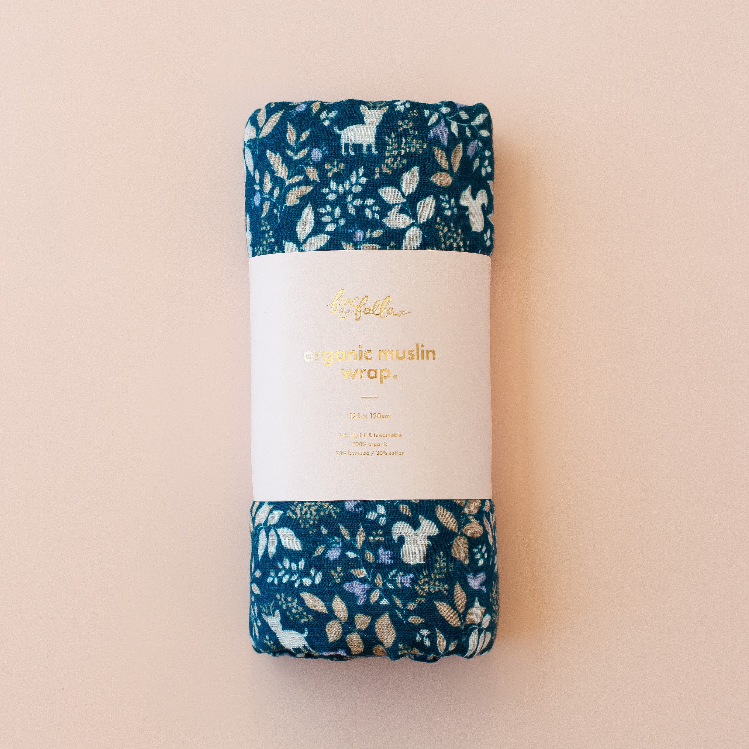 Organic Muslin Wrap - Forest Friends Midnight - Image 3