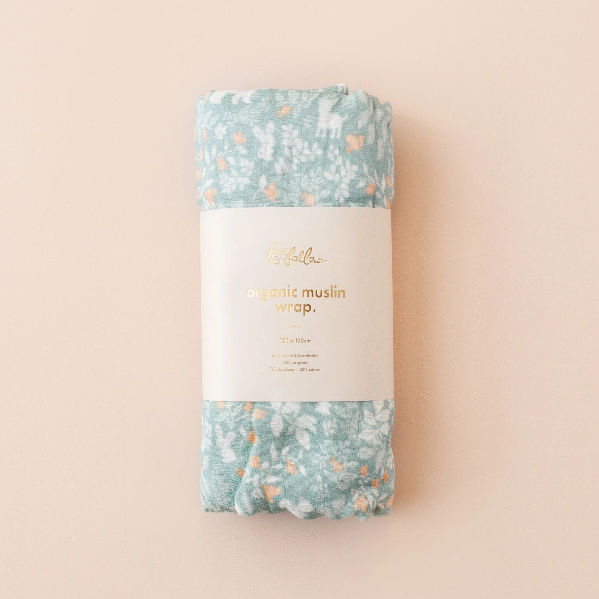 Organic Muslin Wrap - Forest Friends Sage - Image 3