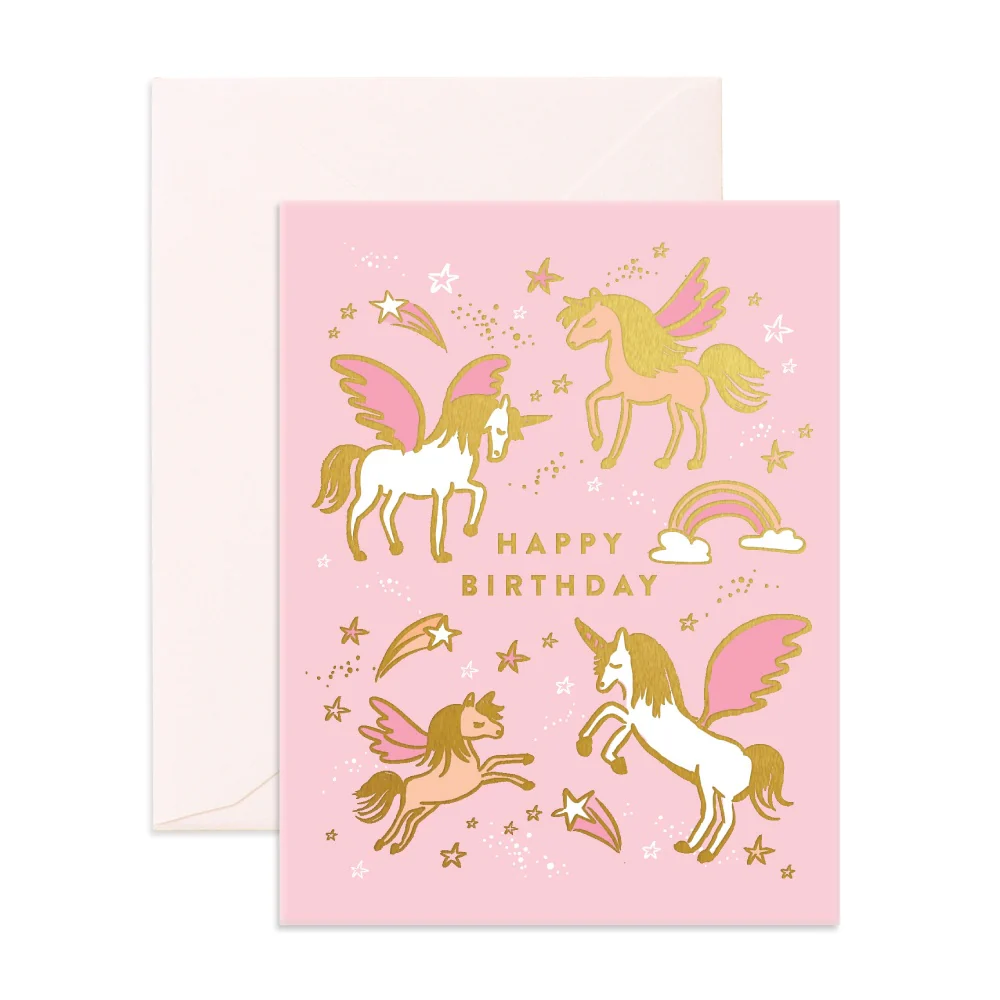 Happy Birthday Unicorns Greeting Card