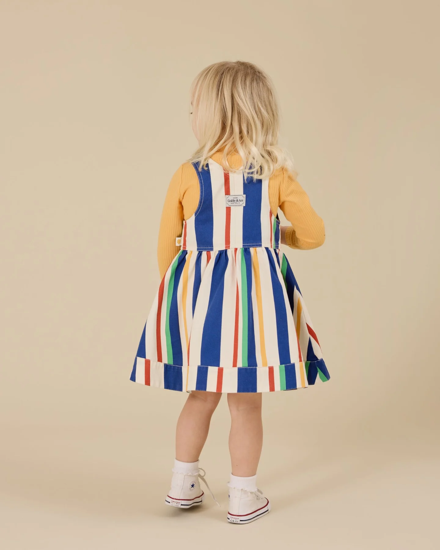 Heidi Denim Pinafore Dress - 90'S Bold Stripe - Image 4