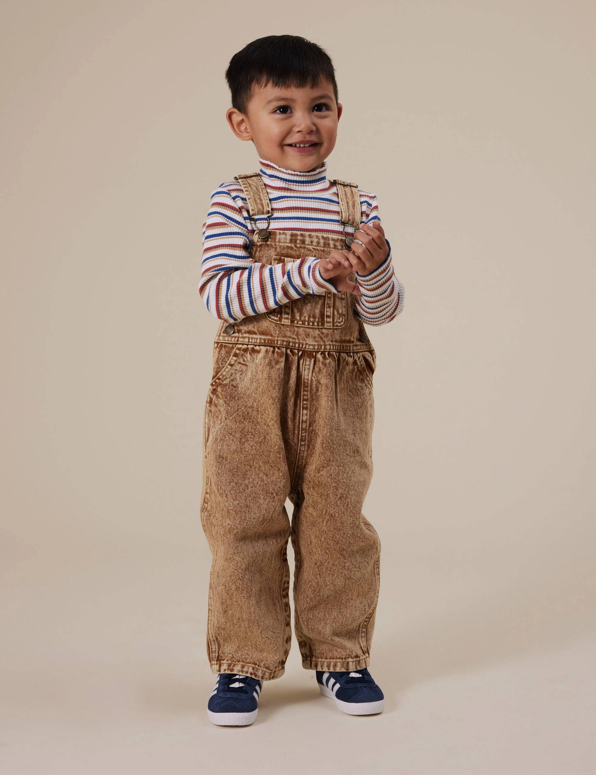 Goldie + Ace Austin Vintage Washed Denim Overalls Brown - Image 5