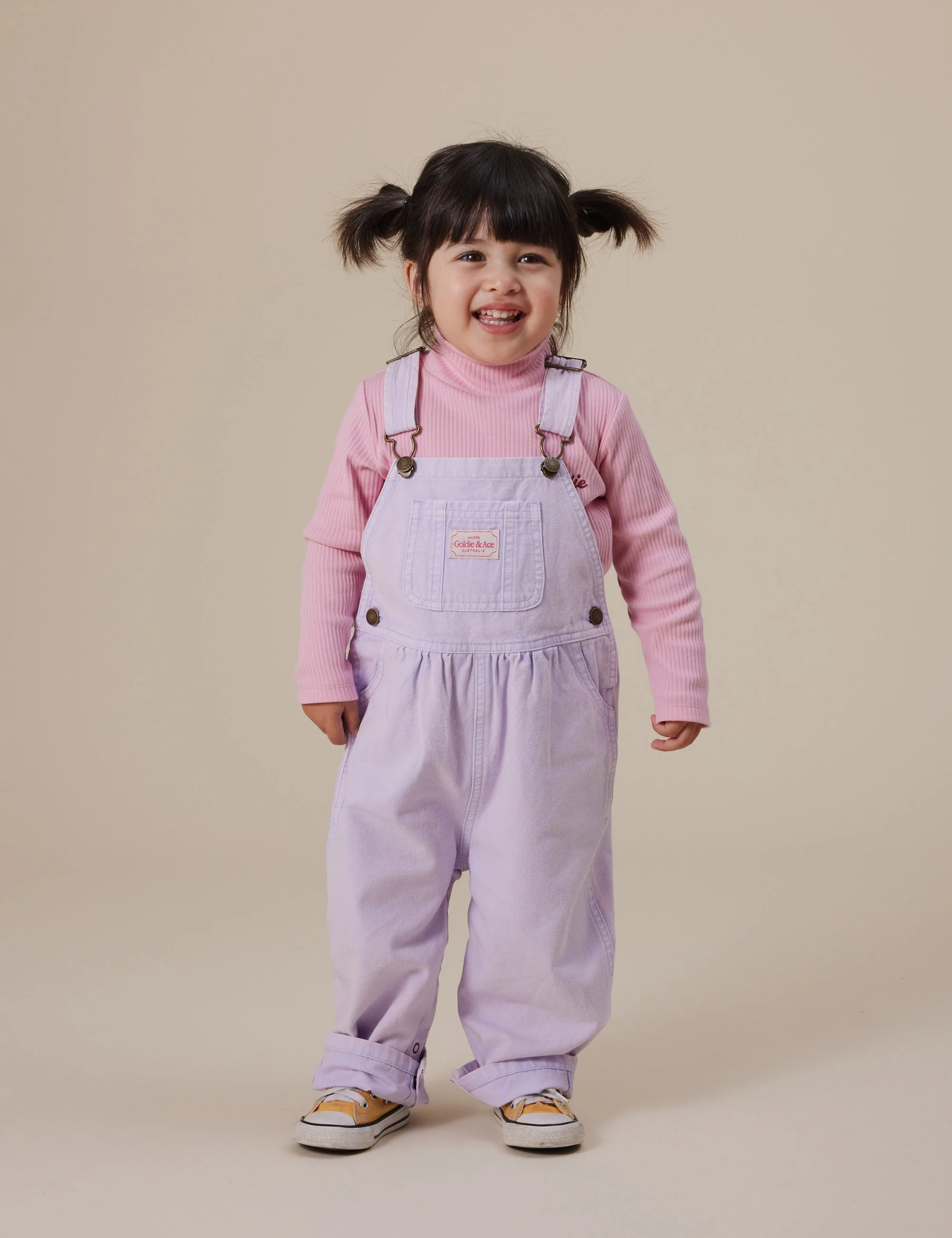 Goldie + Ace Austin Vintage Washed Denim Overalls Mauve - Image 3