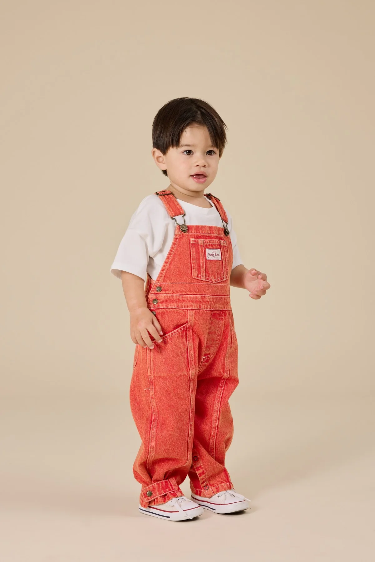 Blake Vintage Washed Denim Overalls - Apple Red - Image 3