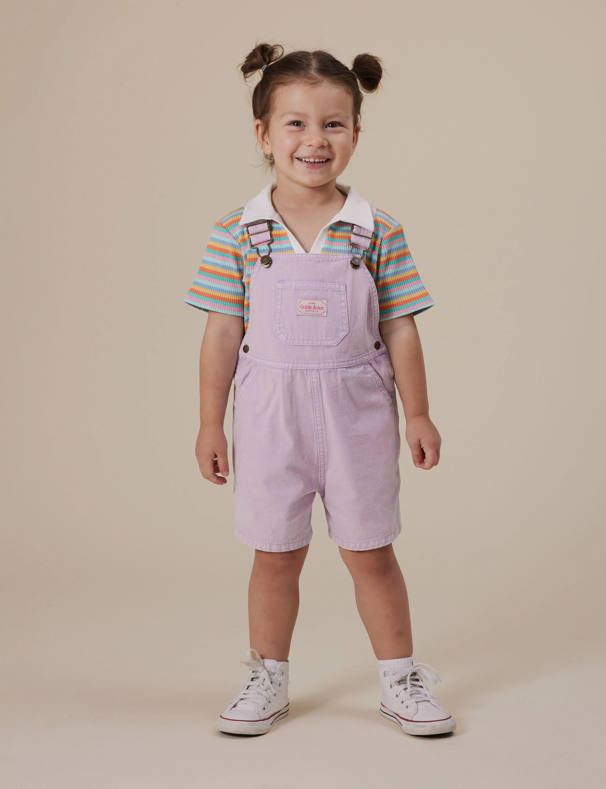 Goldie + Ace Burton Vintage Washed Denim Overalls Mauve - Image 3