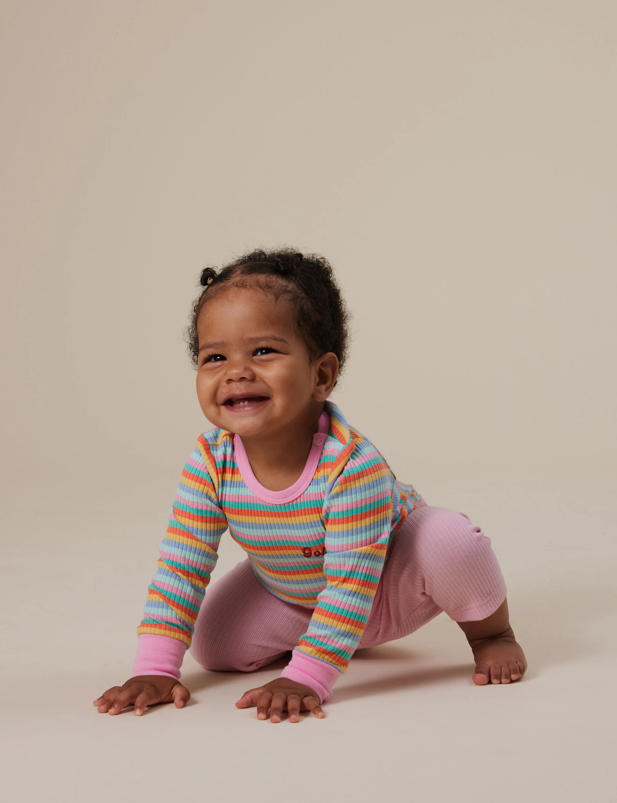 Goldie + Ace Candy Stripe Long Sleeve Rib Bodysuit - Image 4