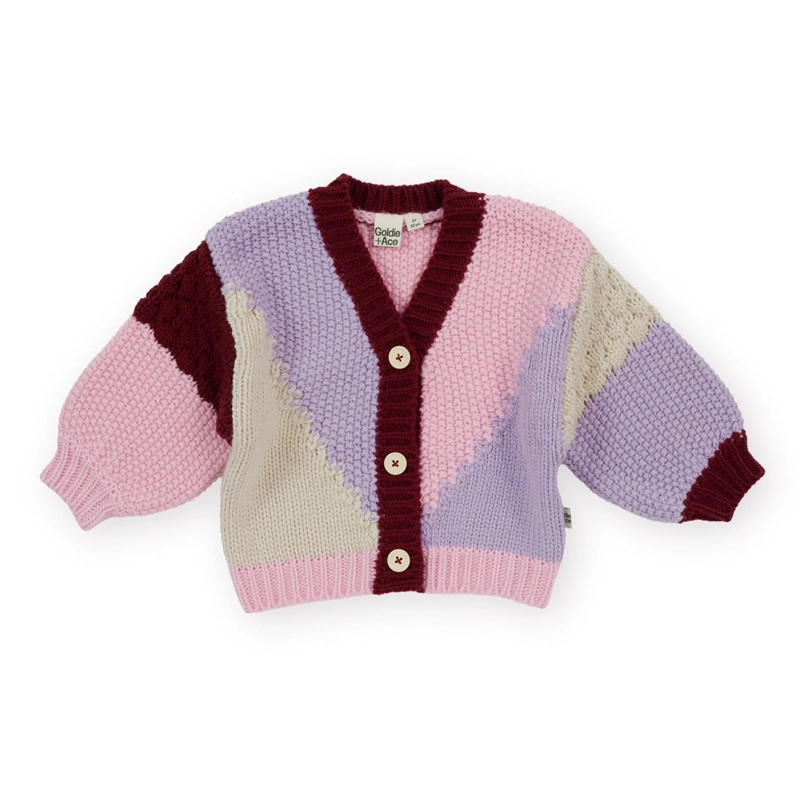 Colour Block Knit Cardigan - Pink