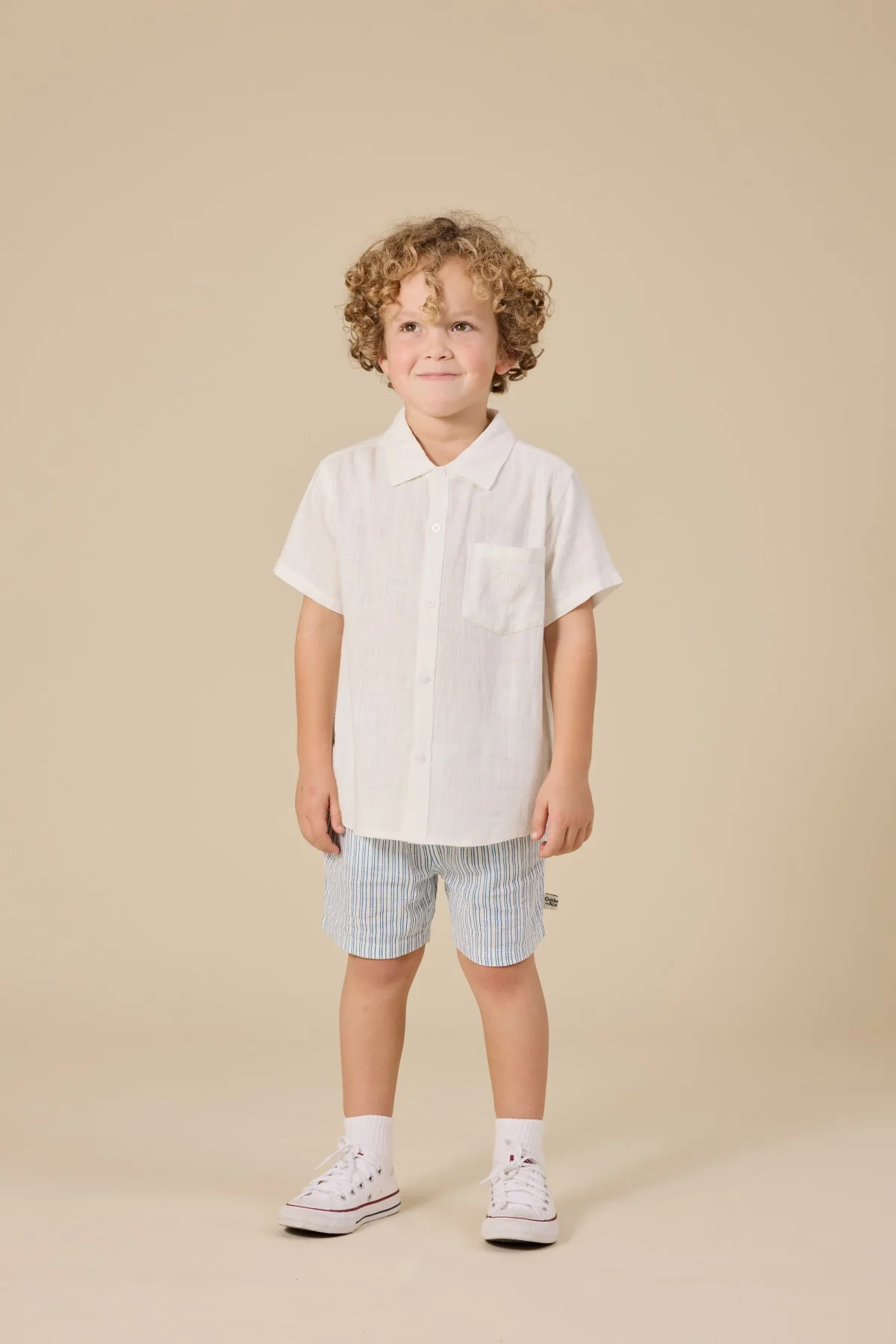 Goldie + Ace Holiday Linen Blend Shirt - White - Image 2