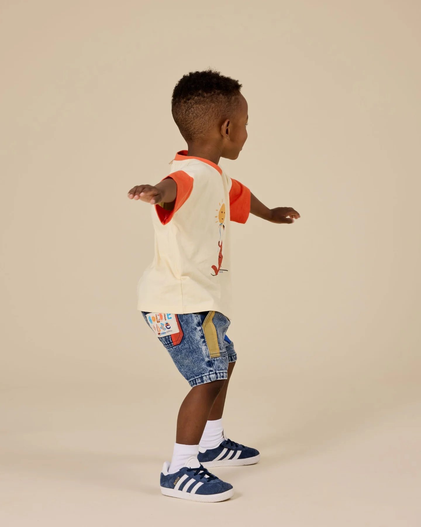 Goldie + Ace Hop Skip Jump T-Shirt - Vanilla/Apple Red - Image 6