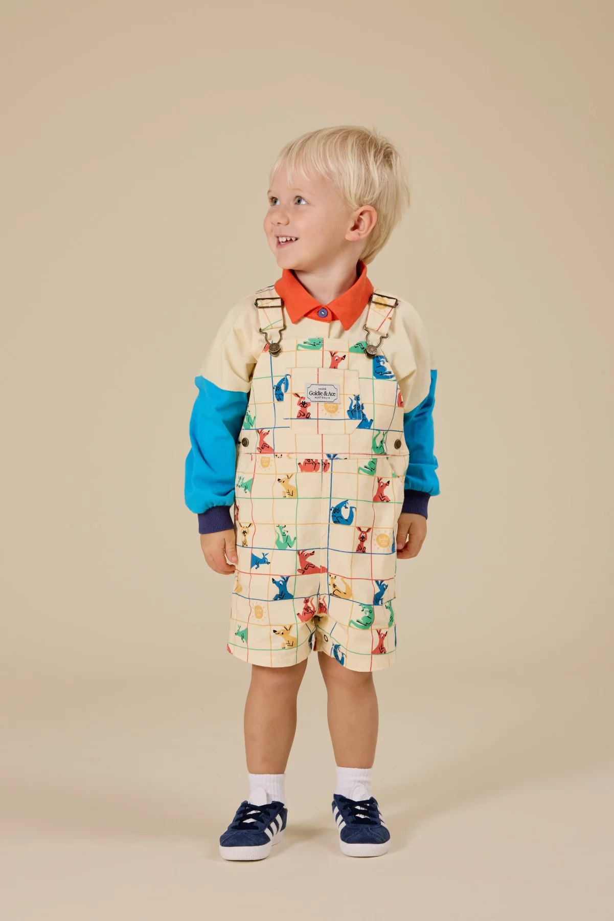 Hopscotch Burton Denim Overalls - Vanilla/Primary - Image 2