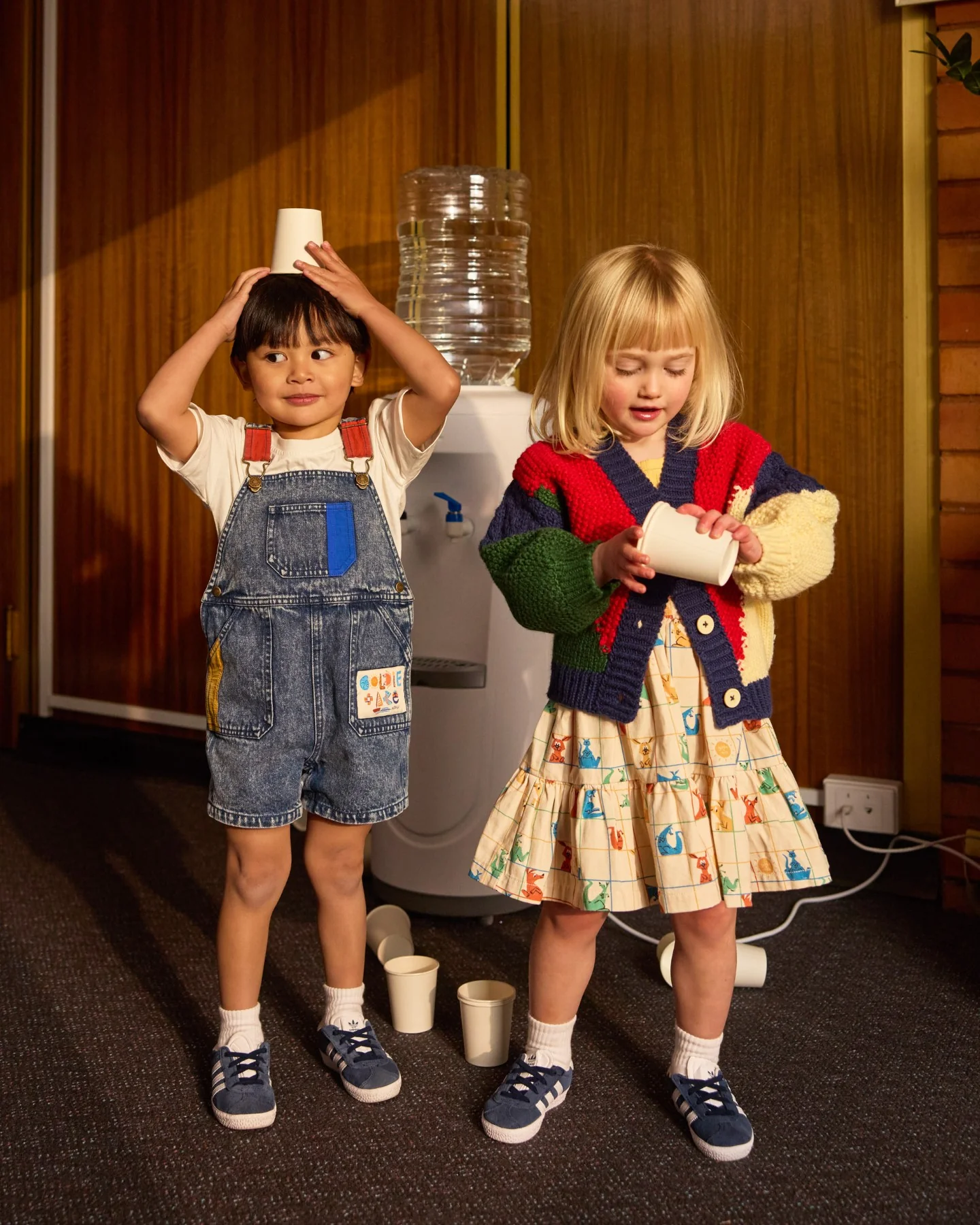 Goldie + Ace Hopscotch Tully Tiered Pinafore Dress - Vanilla/Primary - Image 4
