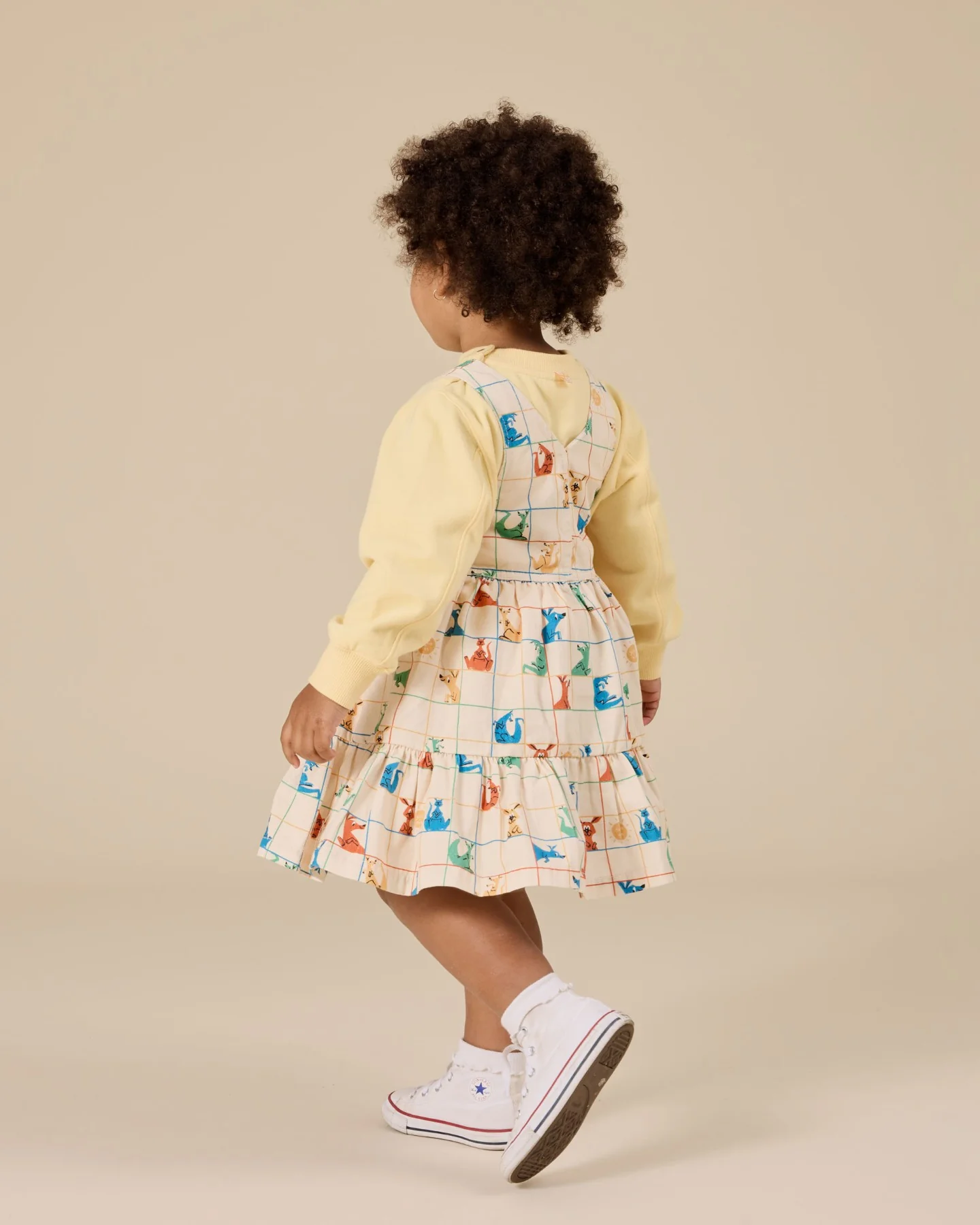 Goldie + Ace Hopscotch Tully Tiered Pinafore Dress - Vanilla/Primary - Image 6