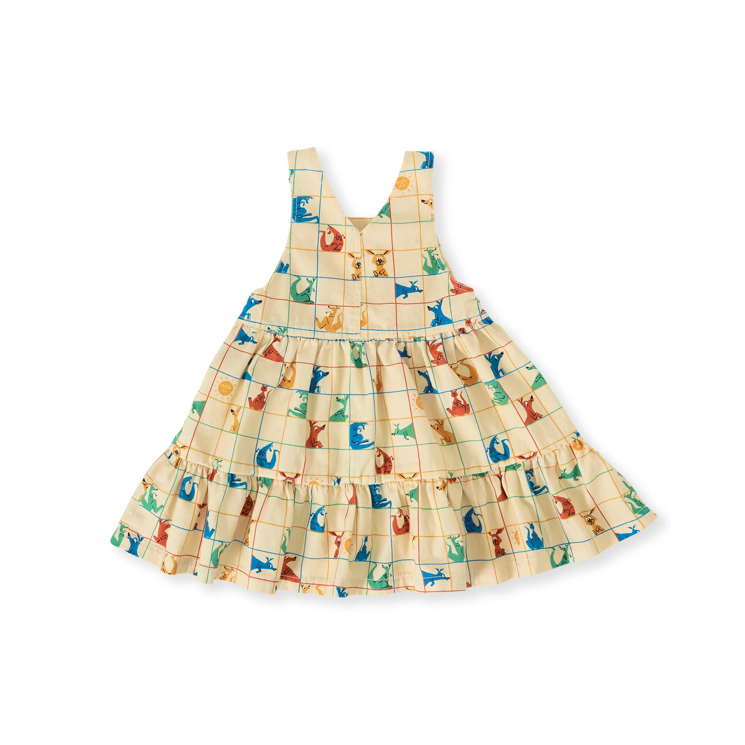 Goldie + Ace Hopscotch Tully Tiered Pinafore Dress - Vanilla/Primary - Image 7