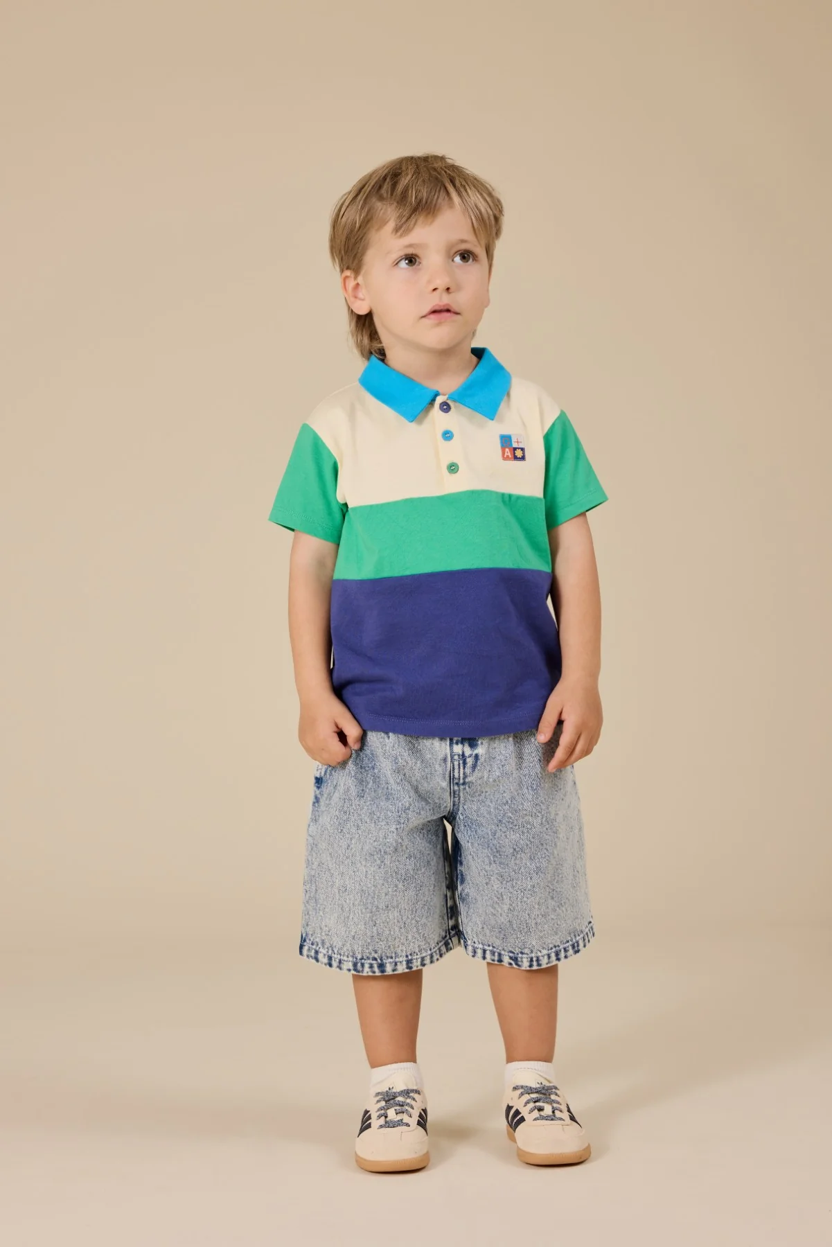 Goldie + Ace Lewis Colour Block Polo Shirt - Forest/Navy - Image 2