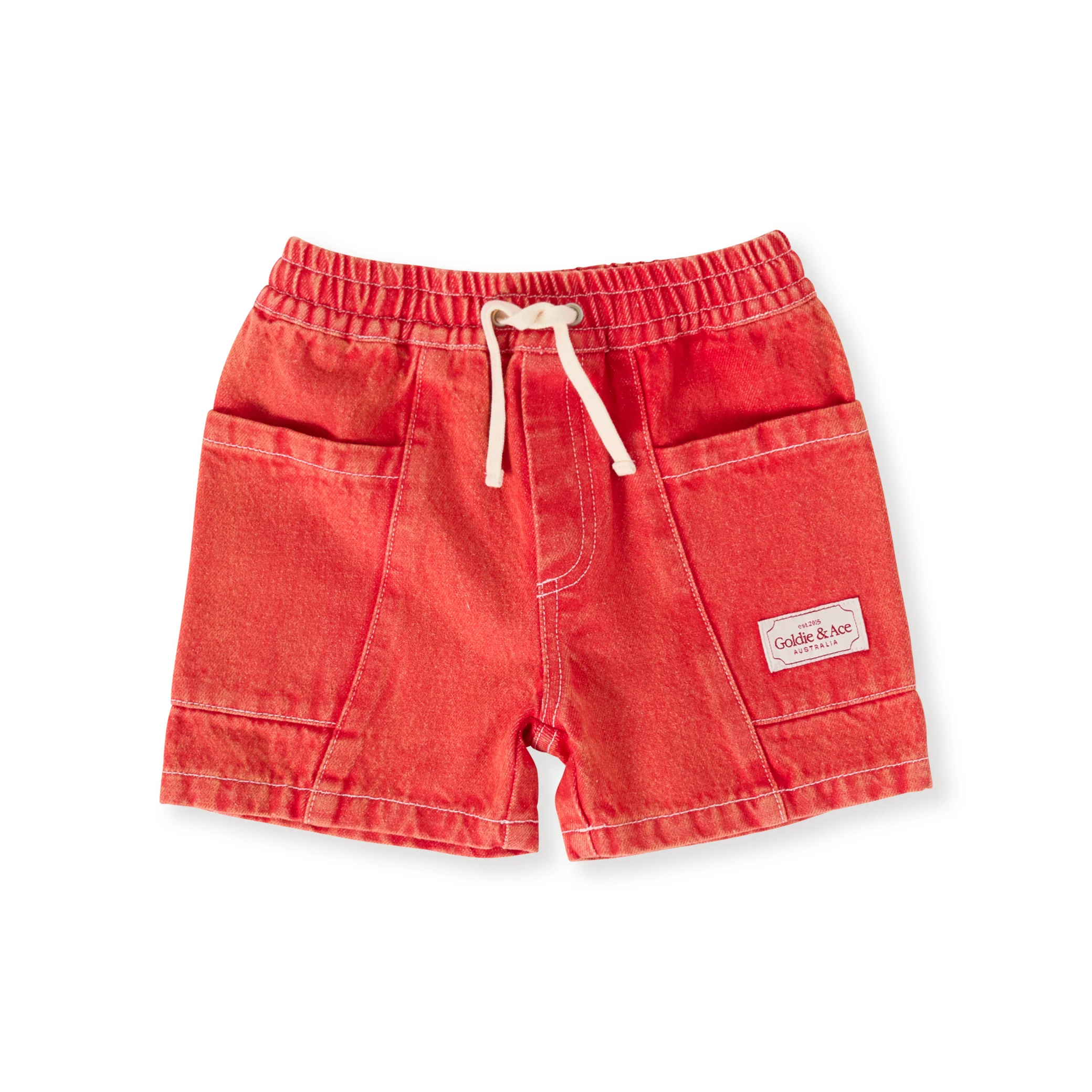 Noah Denim Pocket Shorts - Apple Red