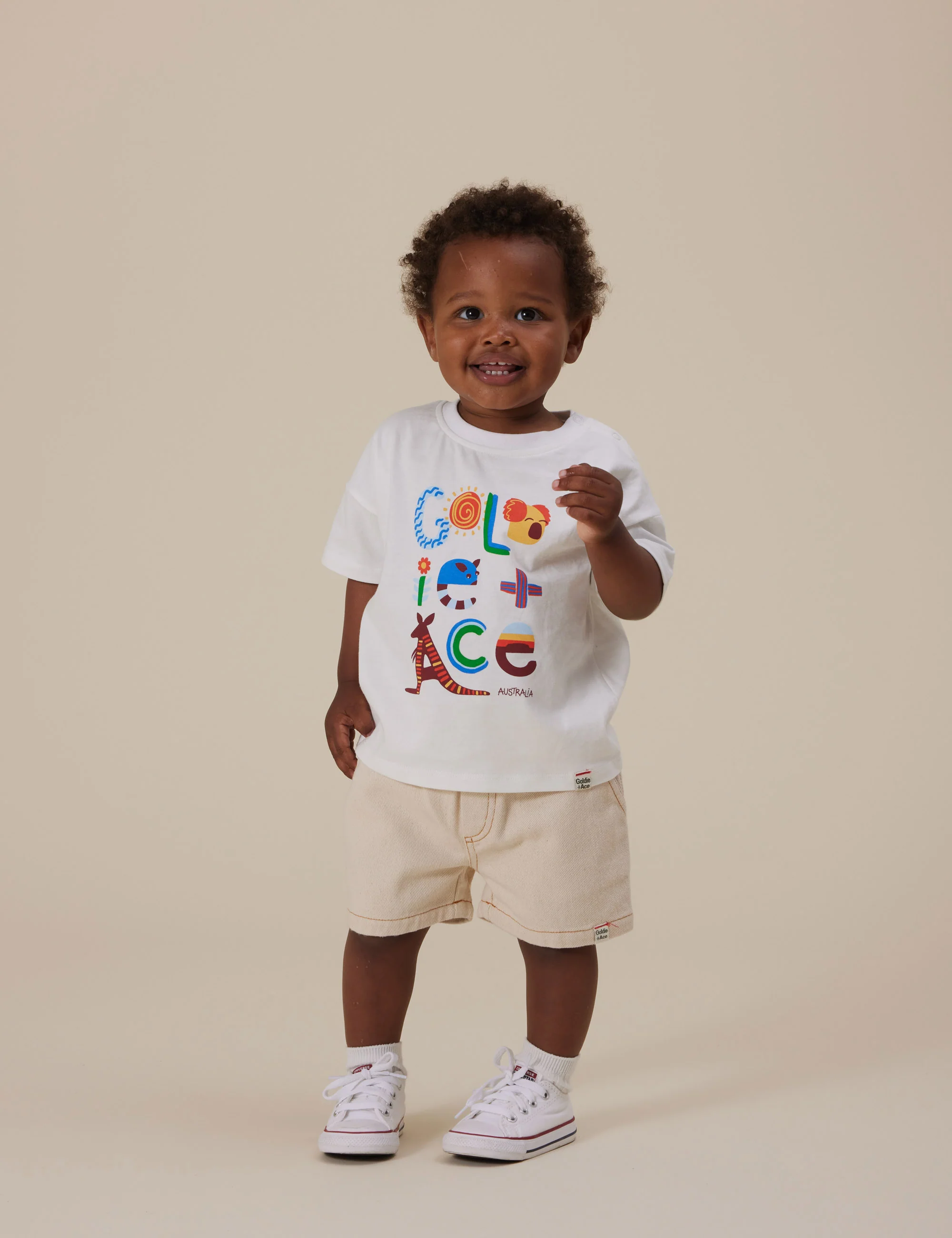Goldie + Ace Noah Denim Shorts Oat - Image 3