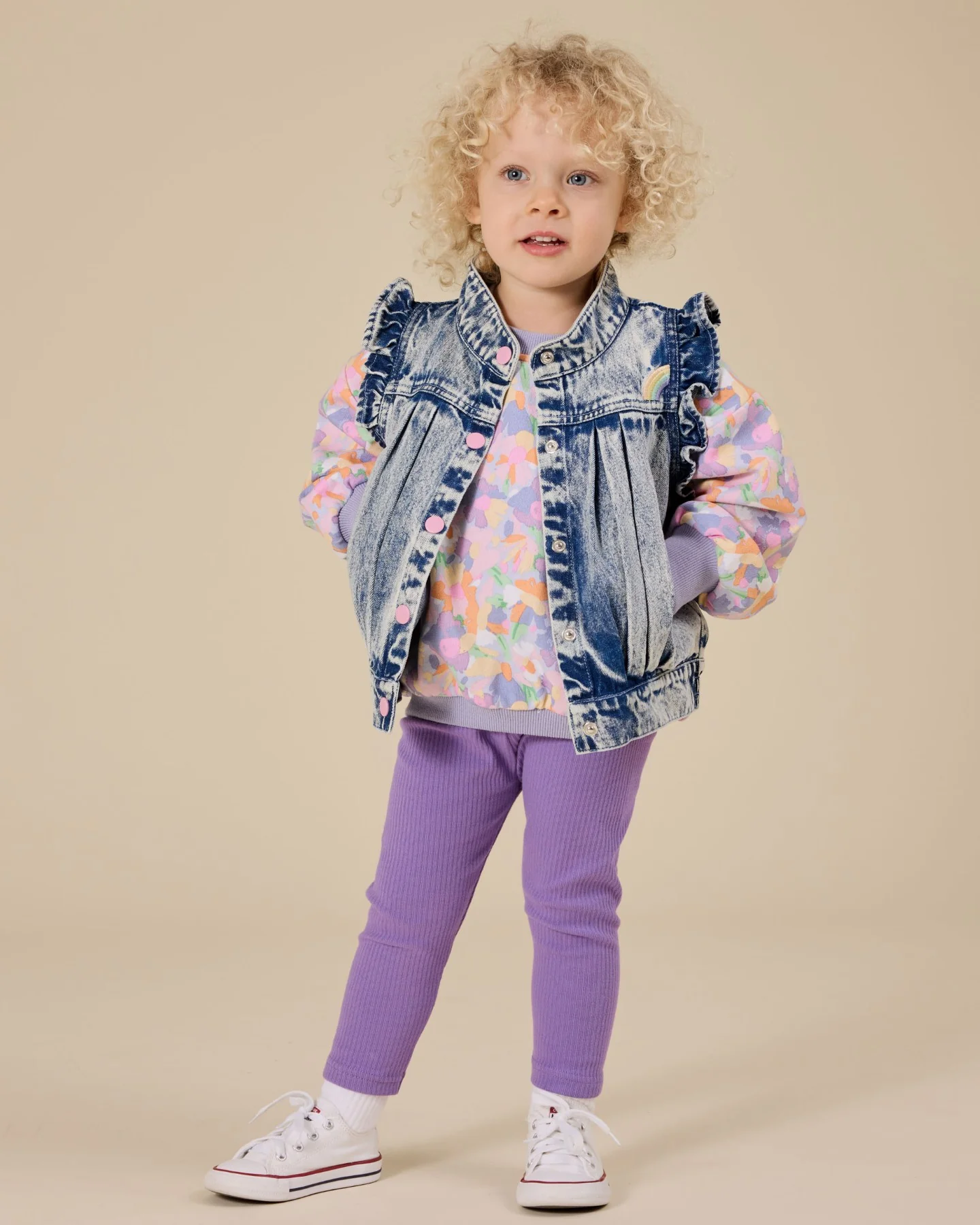 Goldie + Ace Pastel Bouquet Terry Sweatshirt - Lilac Multi - Image 7