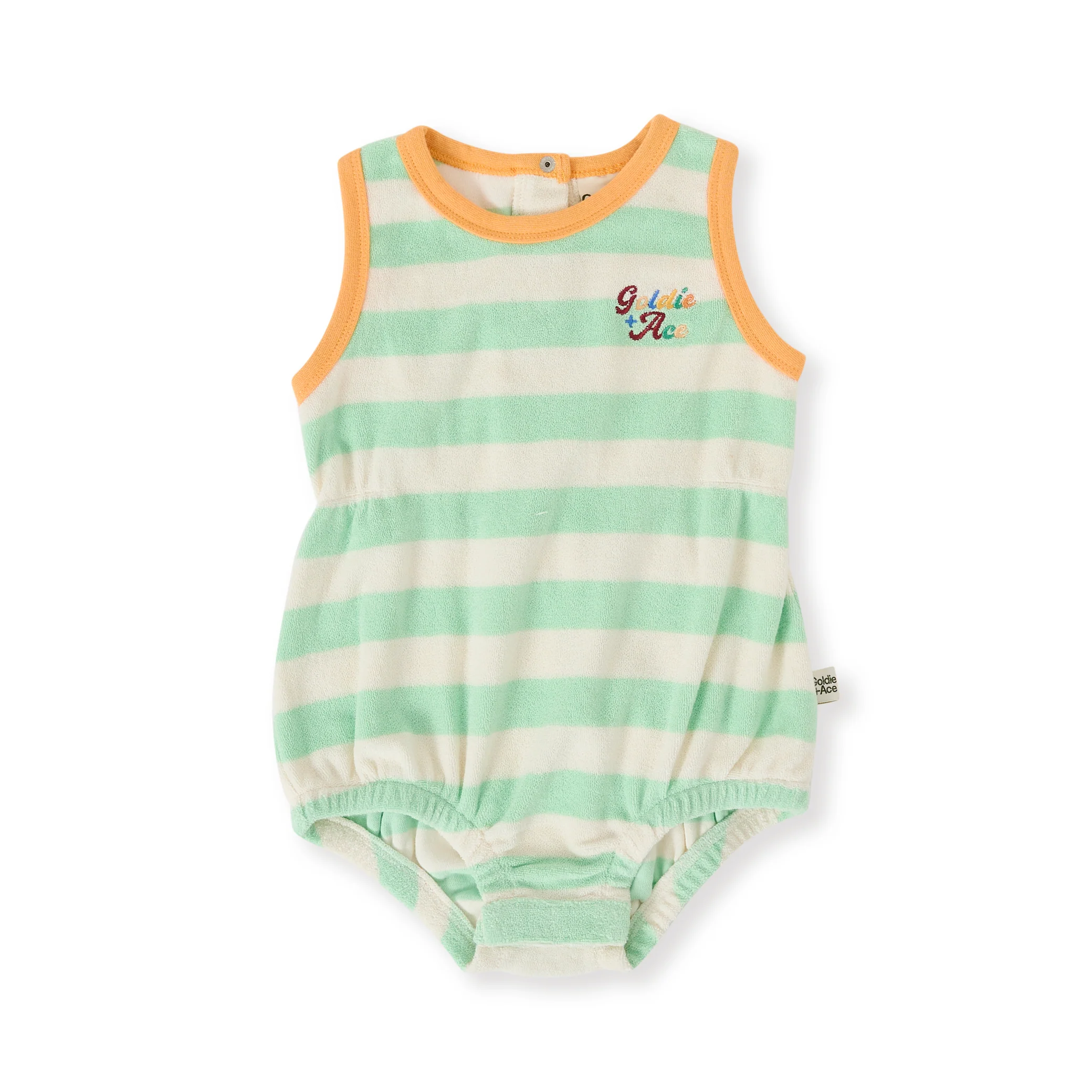 Goldie + Ace Peas In A Pod Stripe Bubble Romper - Peapod/Cloud