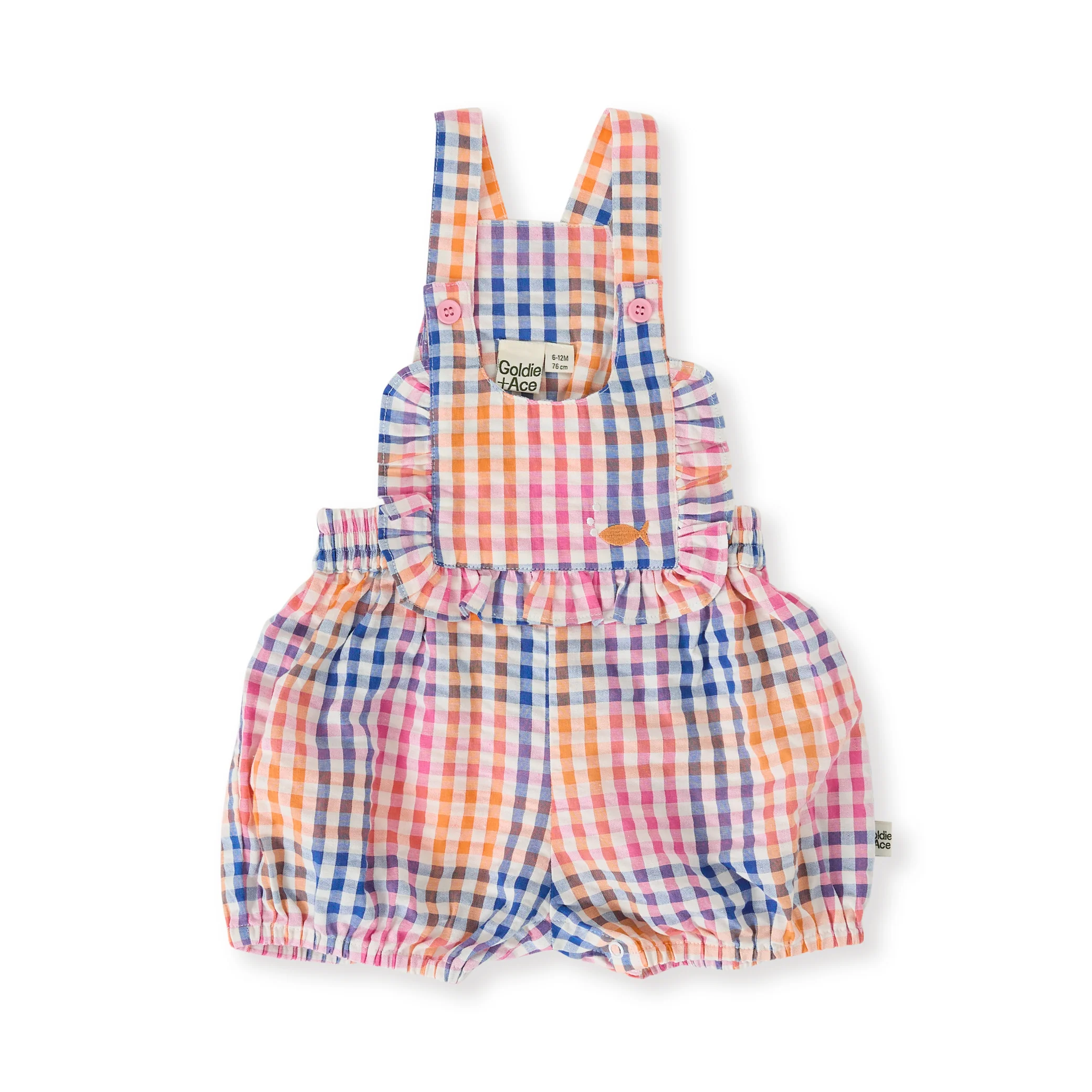 Goldie + Ace Rainbow Gingham Bubble Frill Romper - Multi