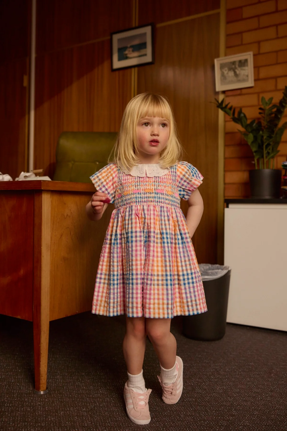 Goldie + Ace Rainbow Gingham Flo Smocked Dress - Multi - Image 2